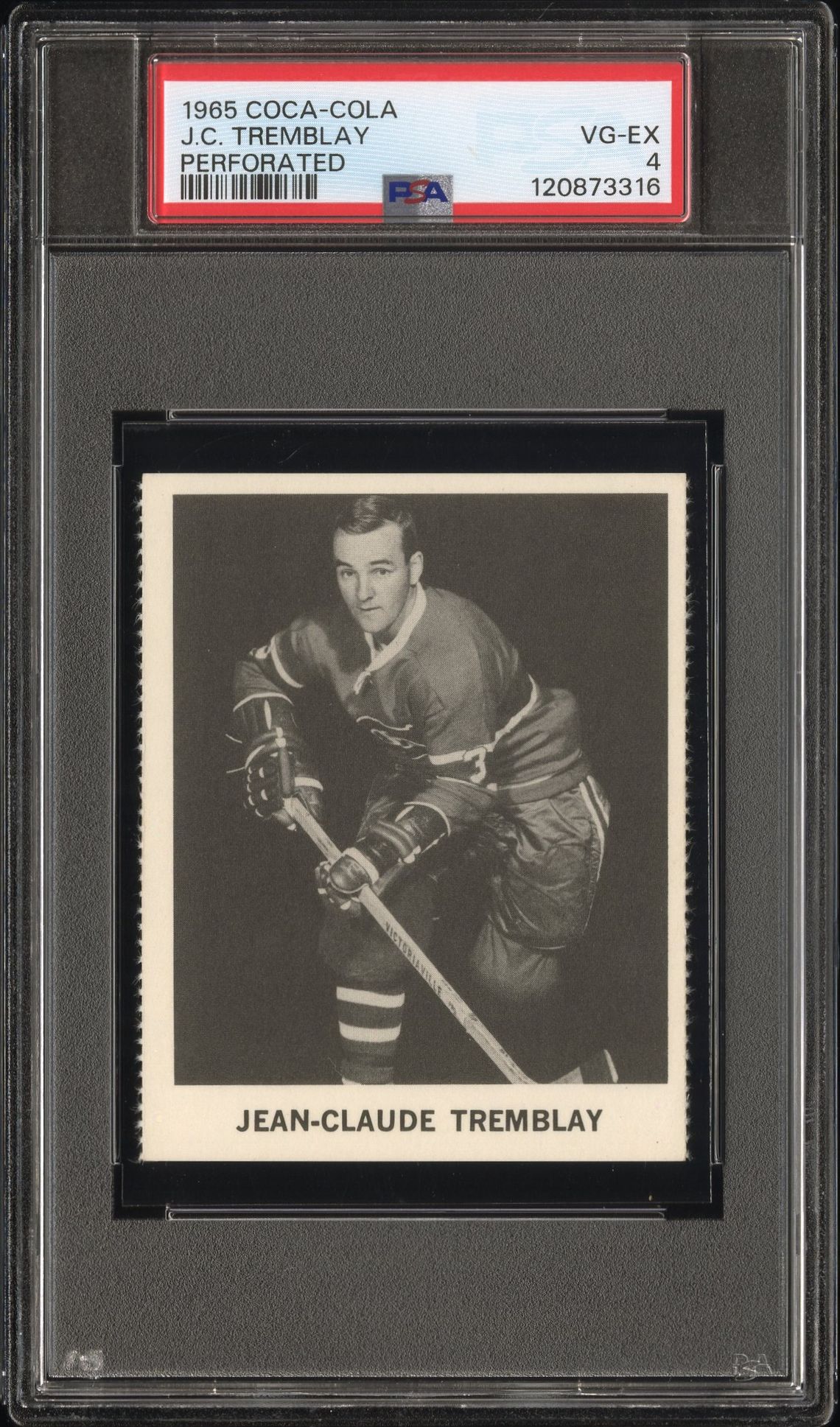 1965 Coca-Cola J.c. Tremblay (Perforated) Vg-Ex 4 front