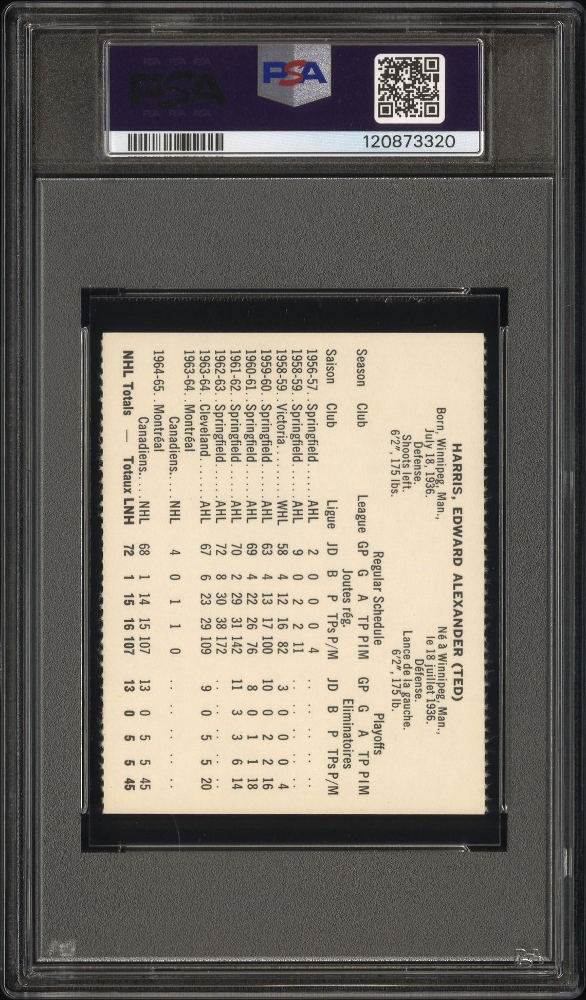 1965 Coca-Cola Ted Harris (Perforated) Ex-Mt 6 back