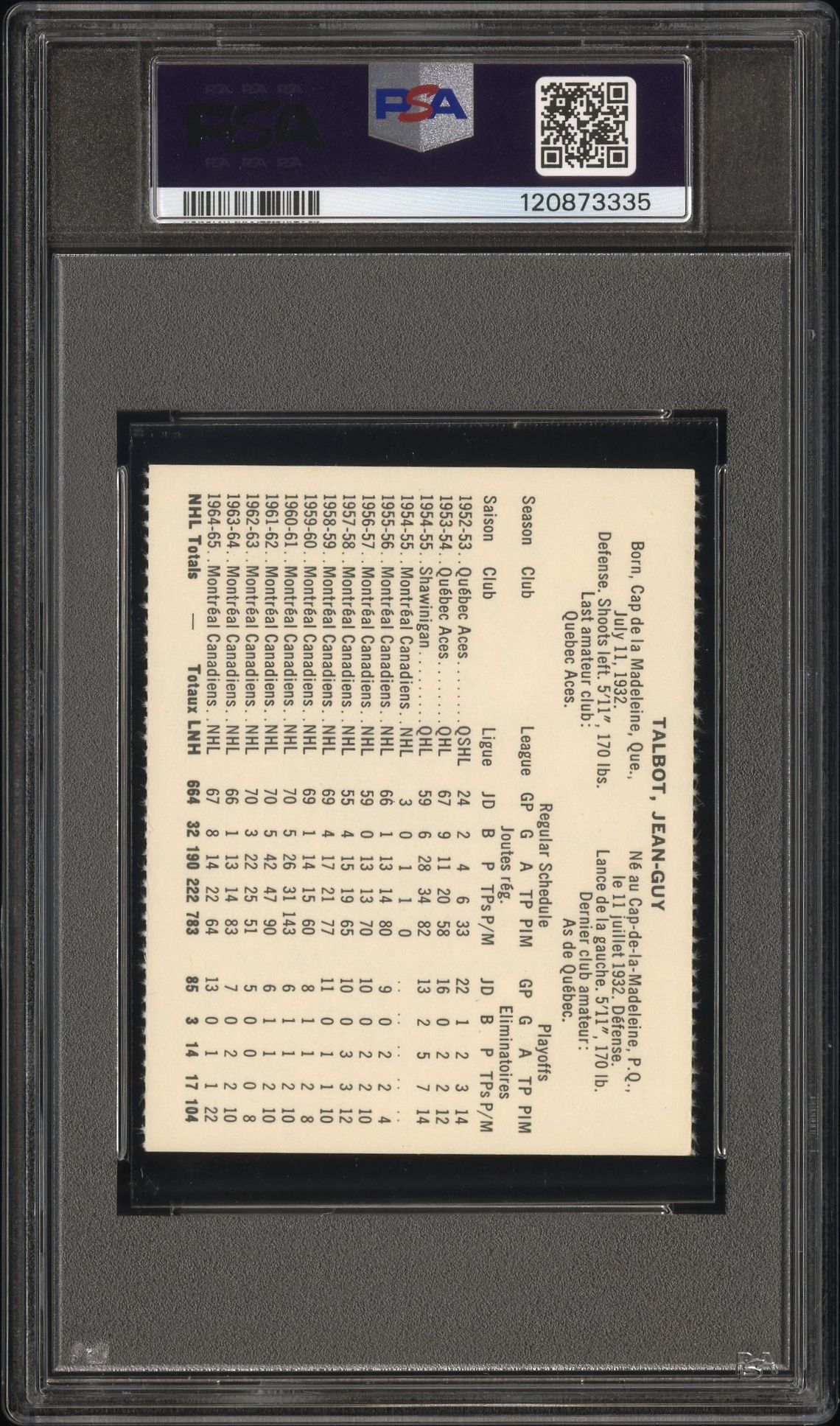 1965 Coca-Cola Jean-Guy Talbot (Perforated) Ex-Mt 6 back