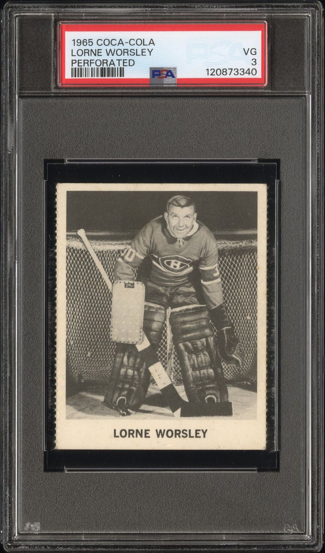 1965 Coca-Cola Lorne Worsley (Perforated) Vg 3 front