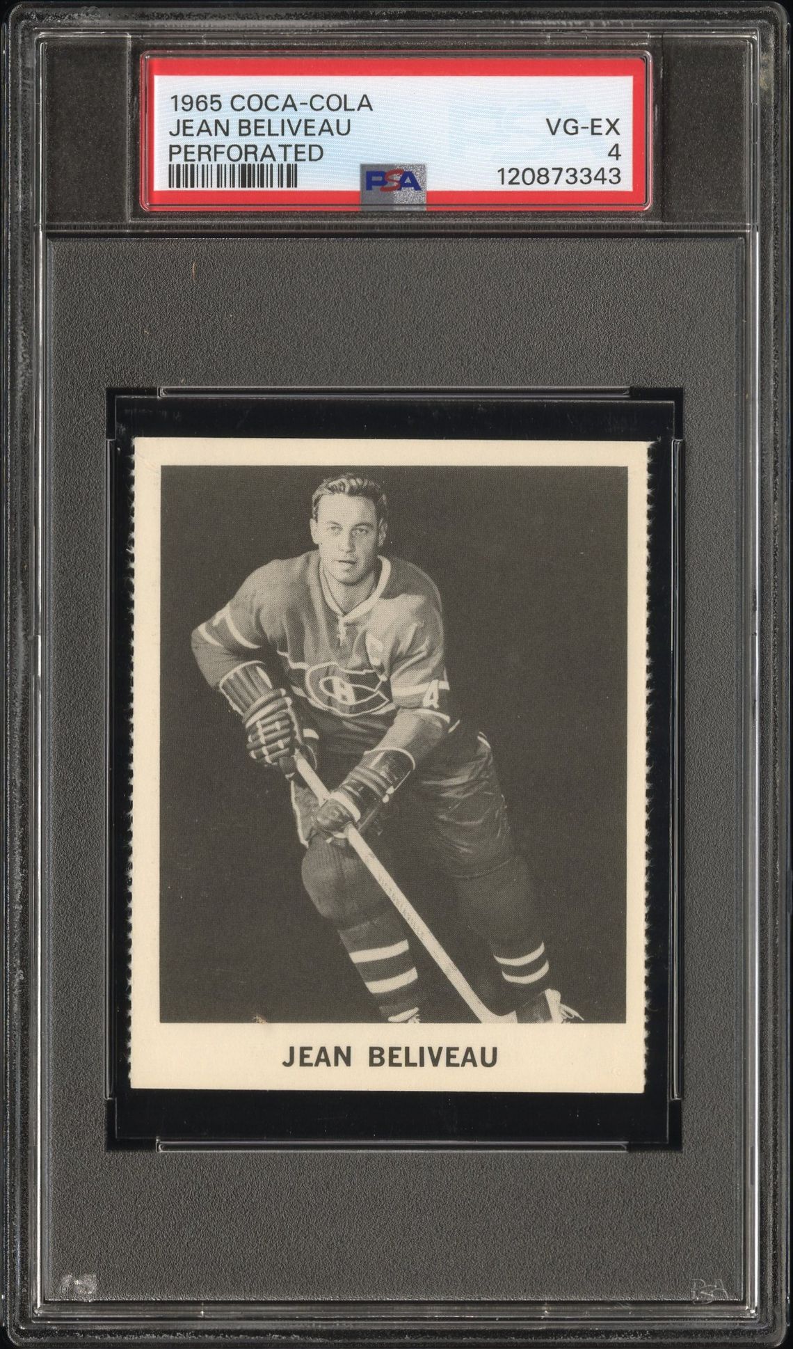 1965 Coca-Cola Jean Beliveau (Perforated) Vg-Ex 4 front