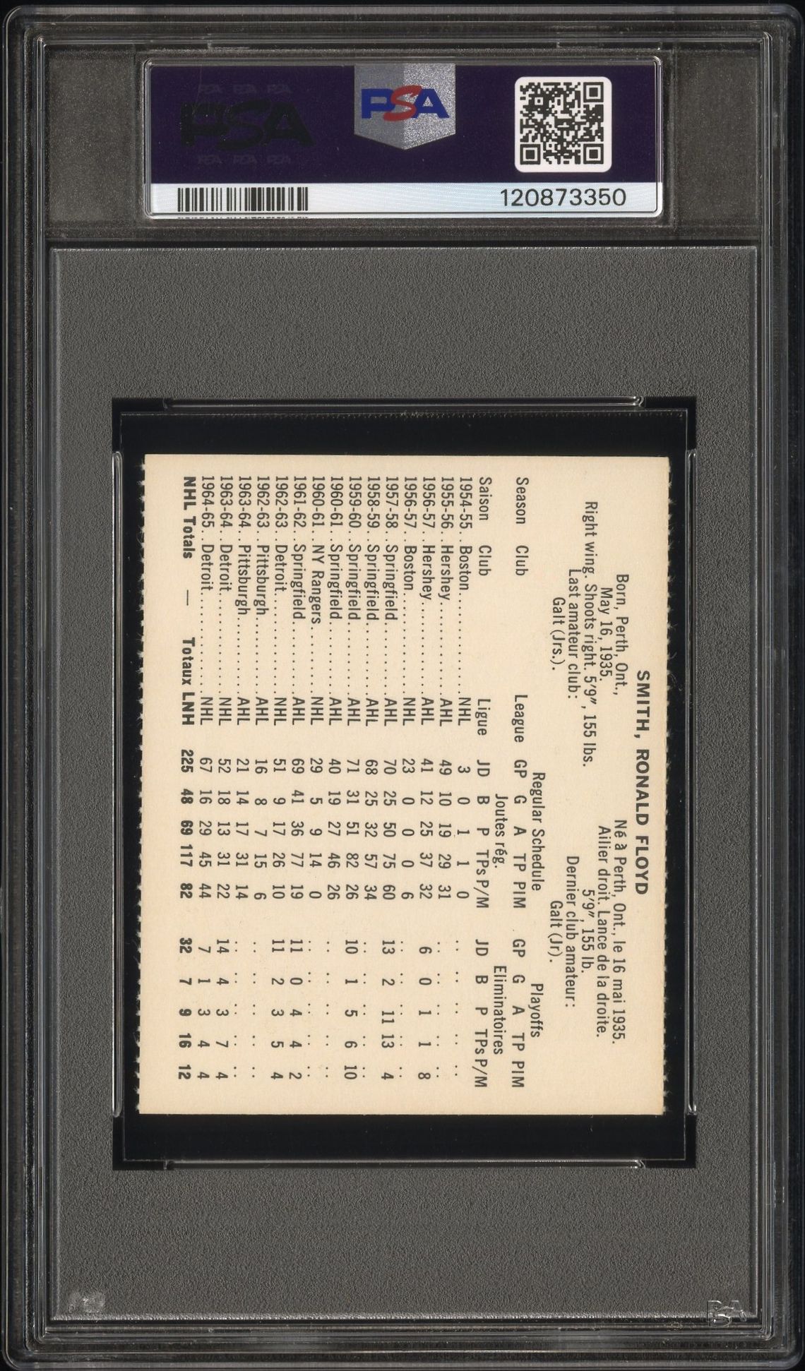 1965 Coca-Cola Floyd Smith (Perforated) Nm 7 back