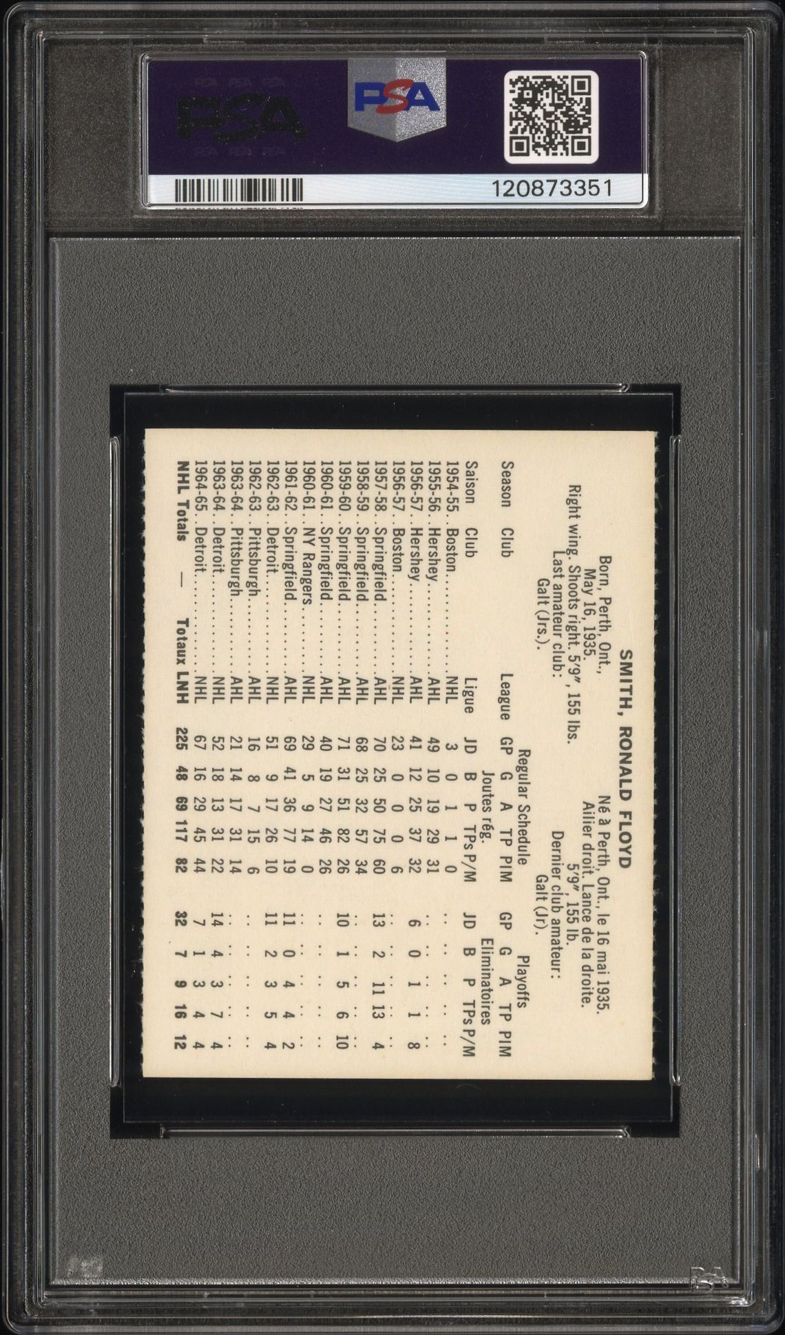 1965 Coca-Cola Floyd Smith (Perforated) Mint 9 back