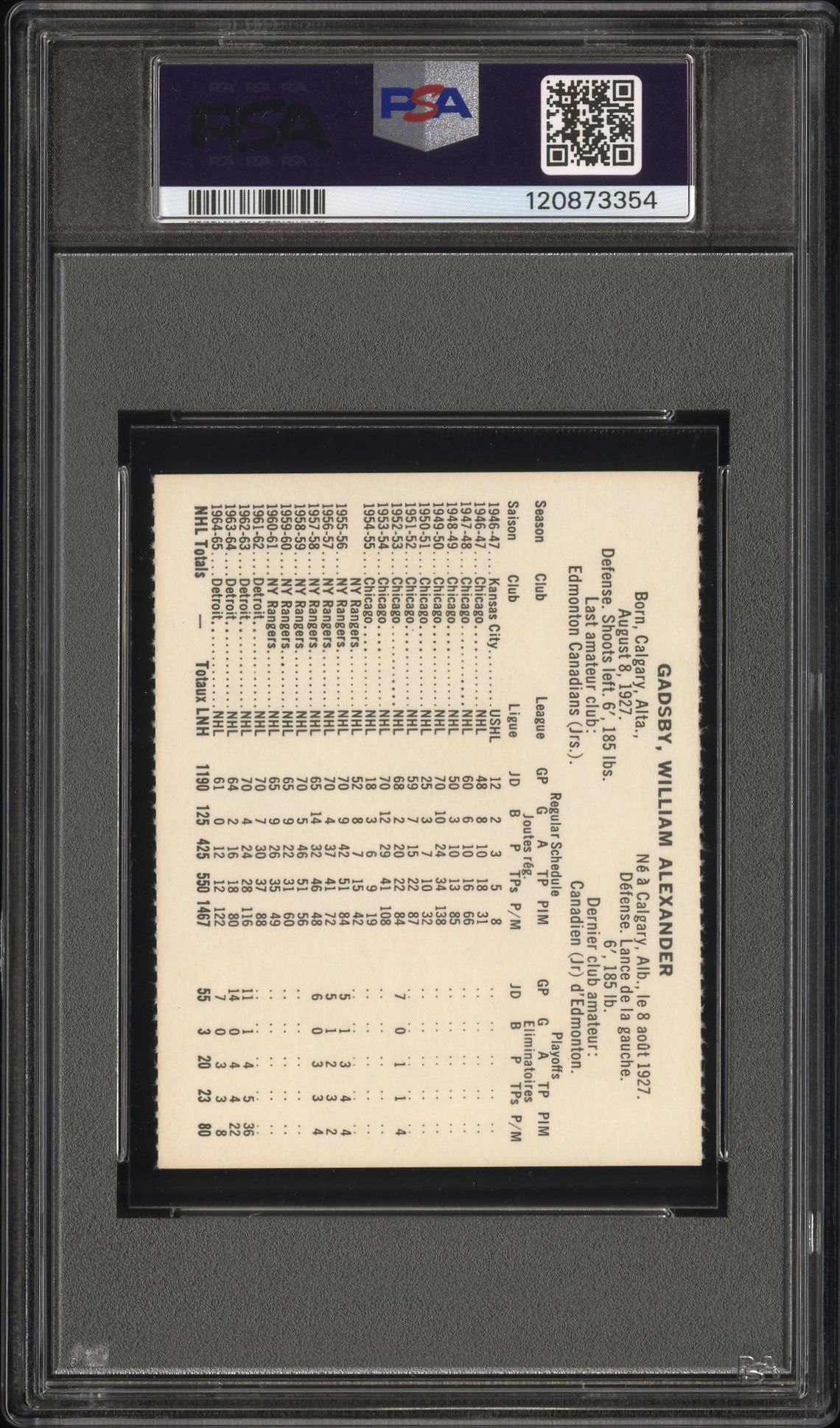1965 Coca-Cola Bill Gadsby (Perforated) Nm-Mt+ 8.5 back