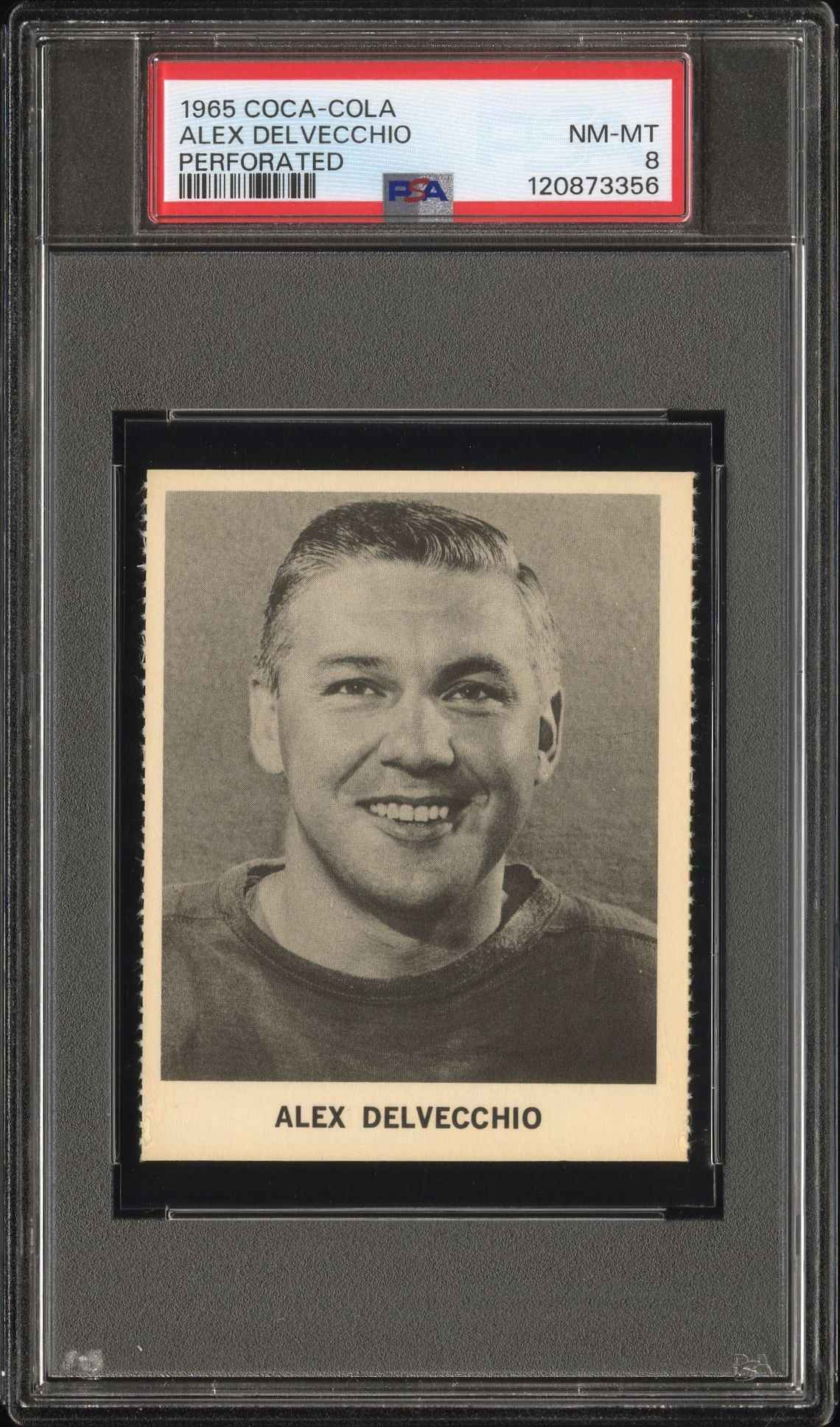 1965 Coca-Cola Alex Delvecchio (Perforated) Nm-Mt 8 front