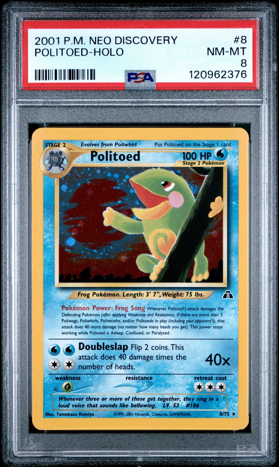 2001 Pokemon Neo Discovery Politoed-Holo #8 Nm-Mt 8 front