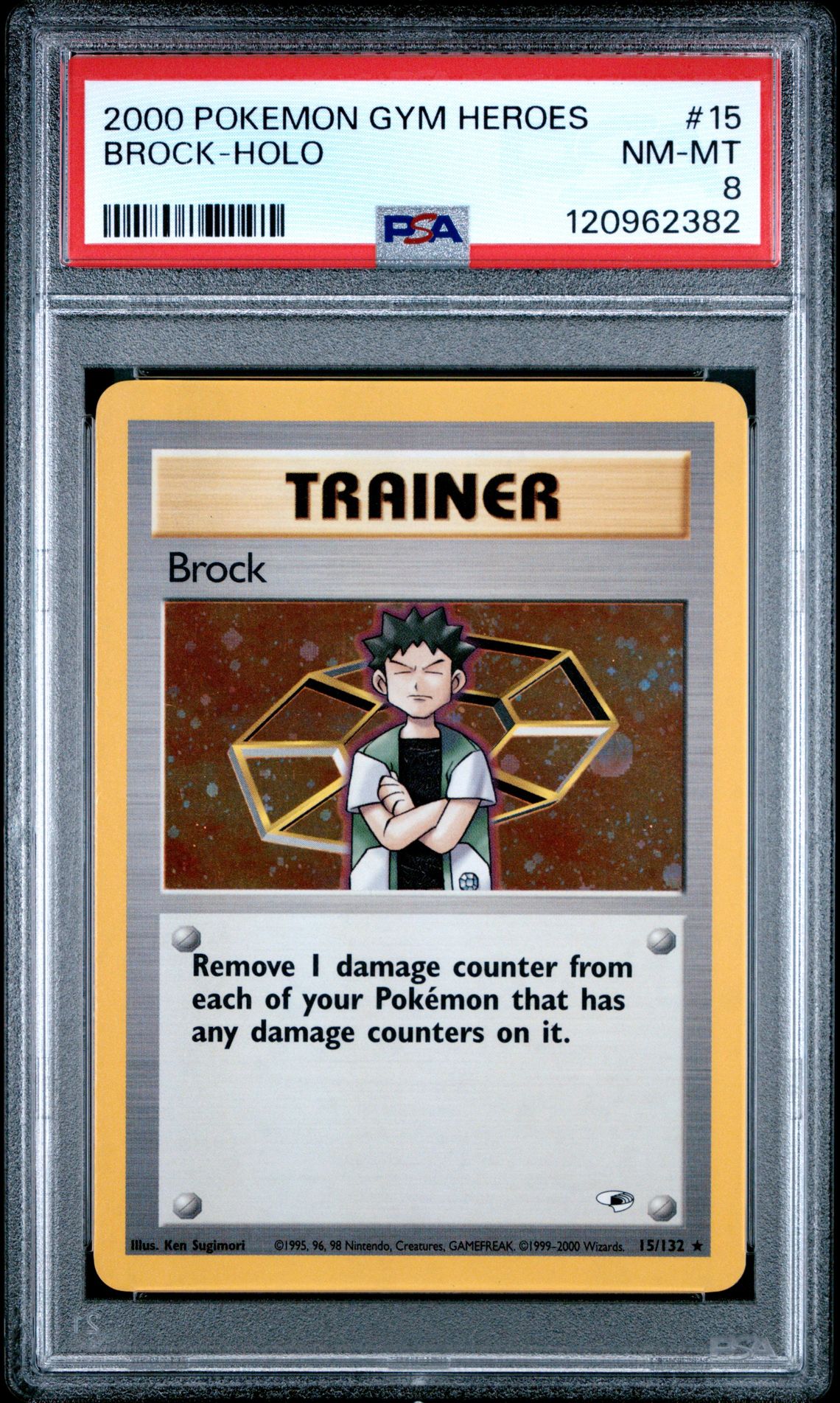 2000 Pokemon Gym Heroes Brock-Holo #15 Nm-Mt 8 front