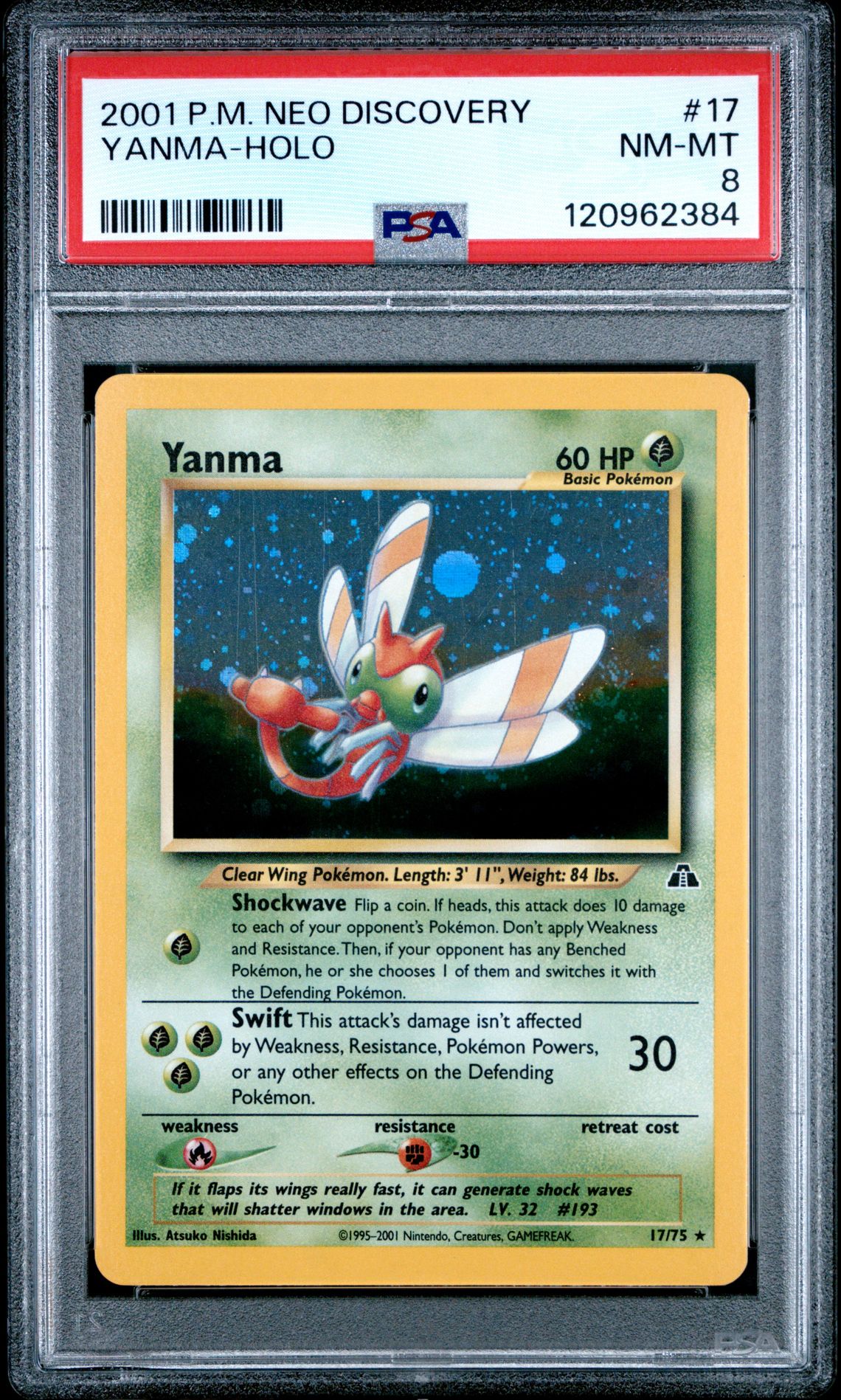 2001 Pokemon Neo Discovery Yanma-Holo #17 Nm-Mt 8 front