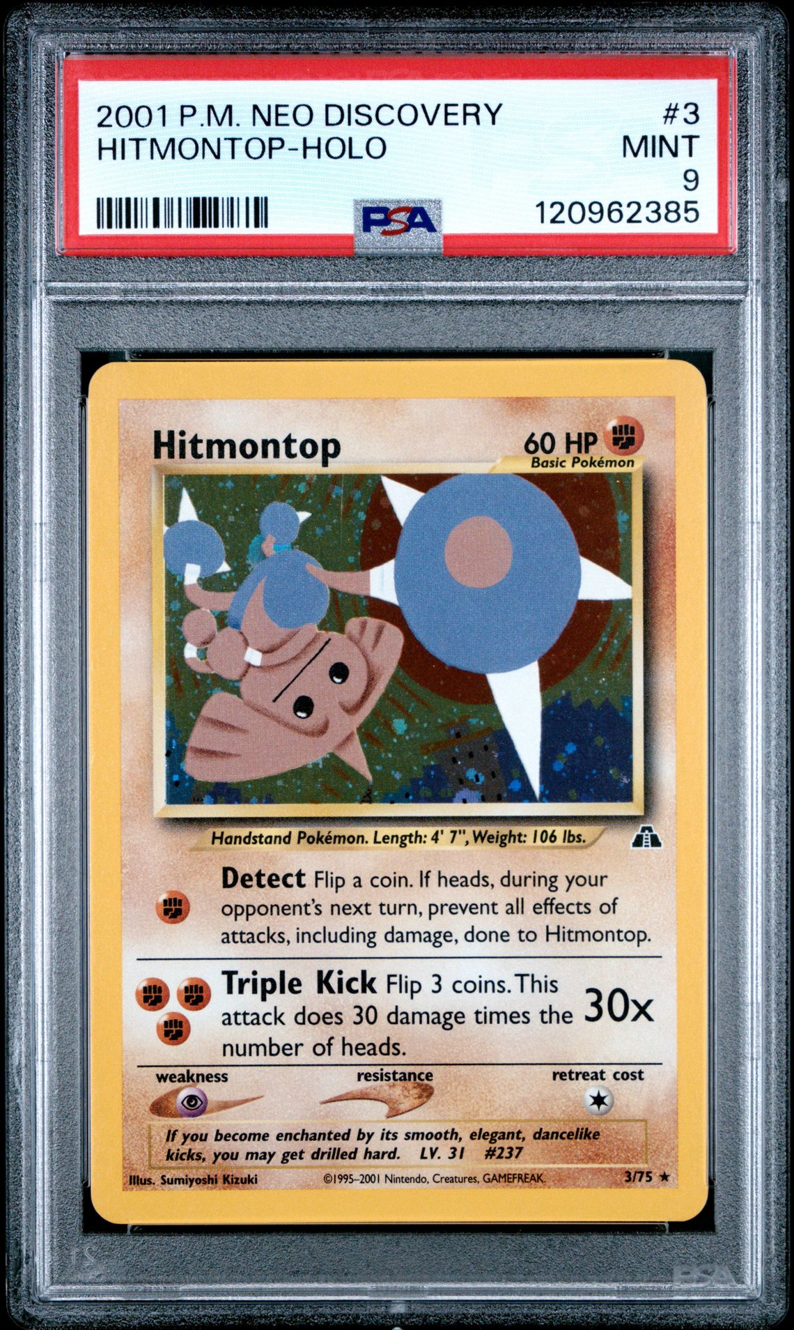 2001 Pokemon Neo Discovery Hitmontop-Holo #3 Mint 9 front