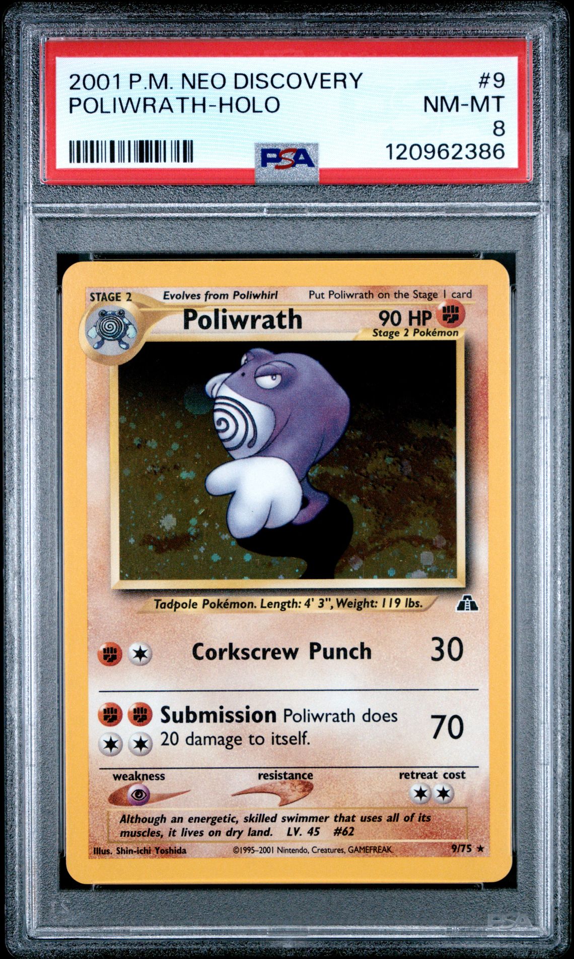 2001 Pokemon Neo Discovery Poliwrath-Holo #9 Nm-Mt 8 front