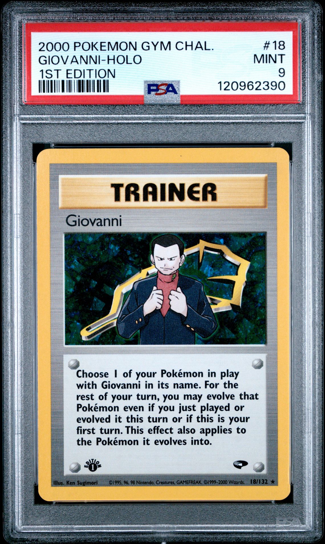 2000 Pokemon Gym Challenge Giovanni-Holo #18 (1St Edition) Mint 9 front