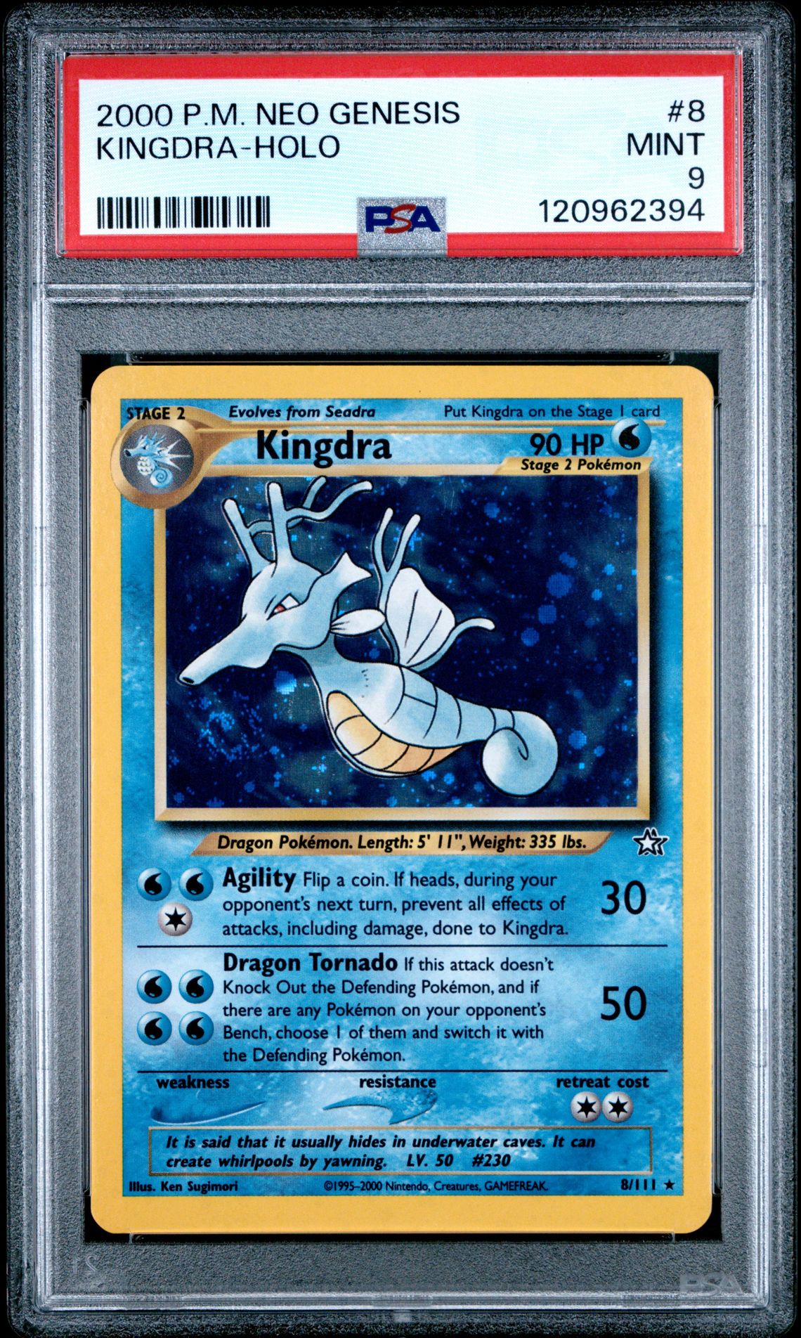2000 Pokemon Neo Genesis Kingdra-Holo #8 Mint 9 front