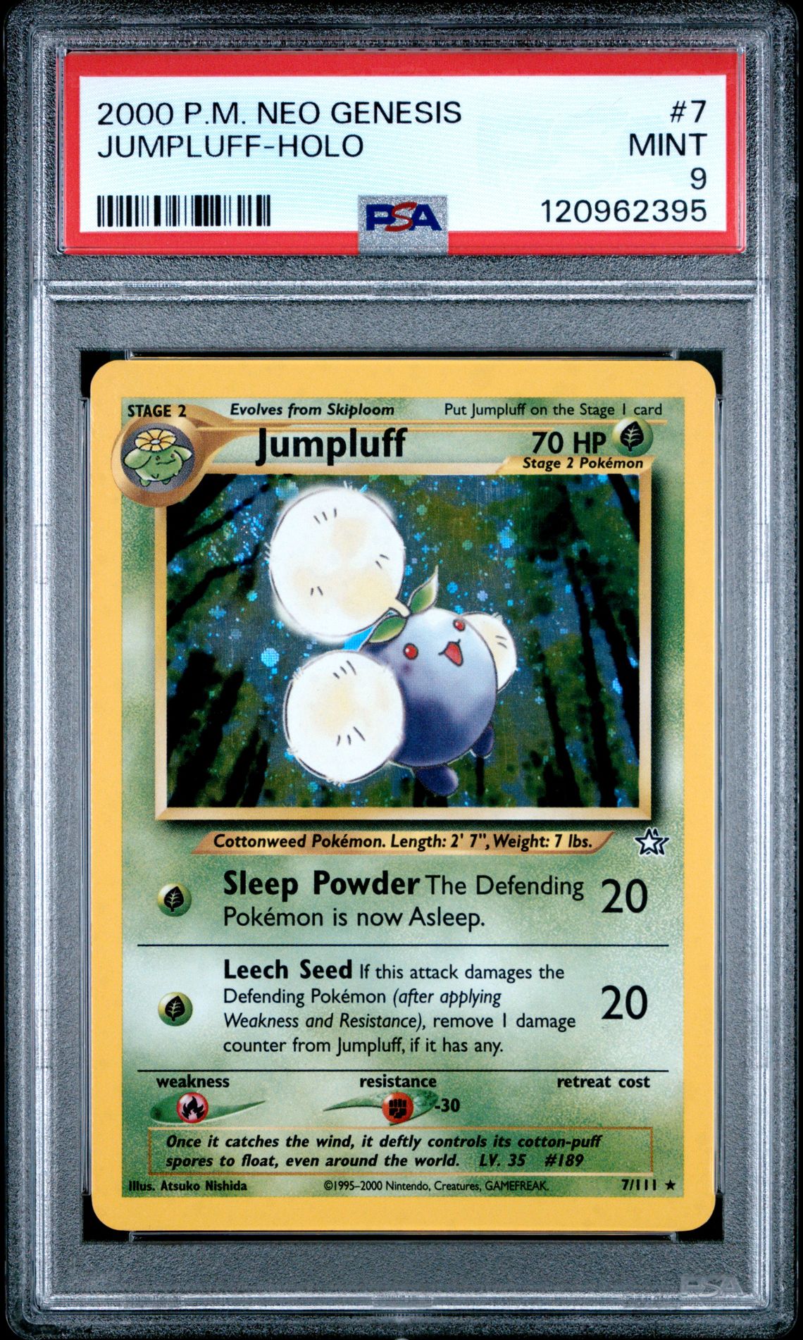 2000 Pokemon Neo Genesis Jumpluff-Holo #7 Mint 9 front