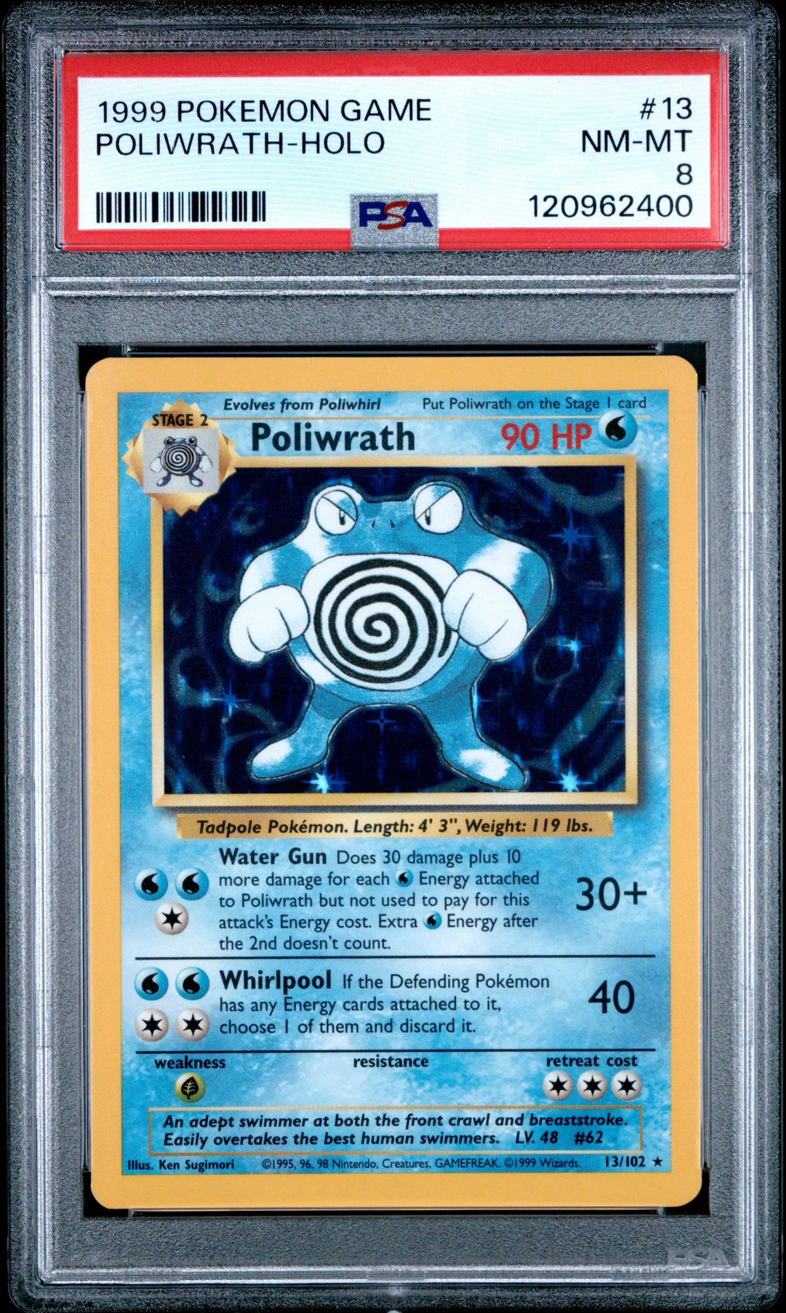 1999 Pokemon Game Poliwrath-Holo #13 Nm-Mt 8 front
