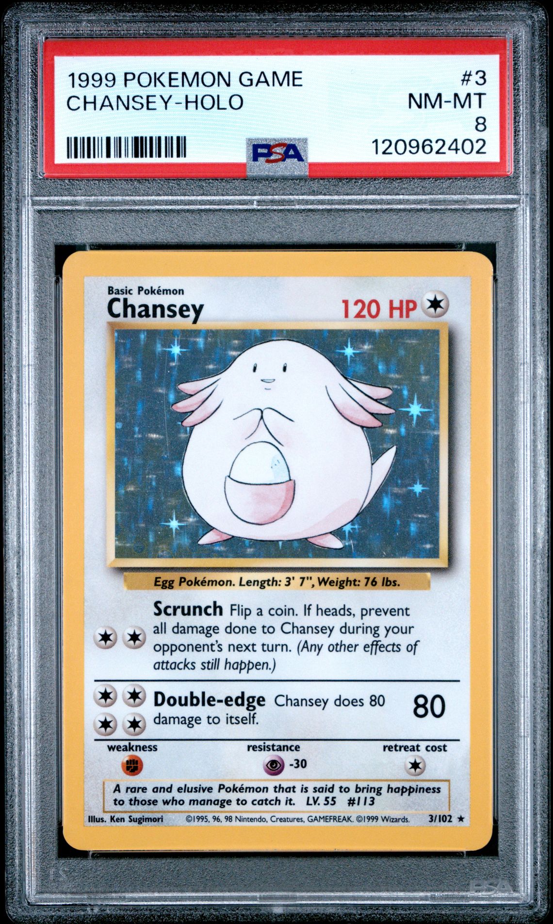 1999 Pokemon Game Chansey-Holo #3 Nm-Mt 8 front