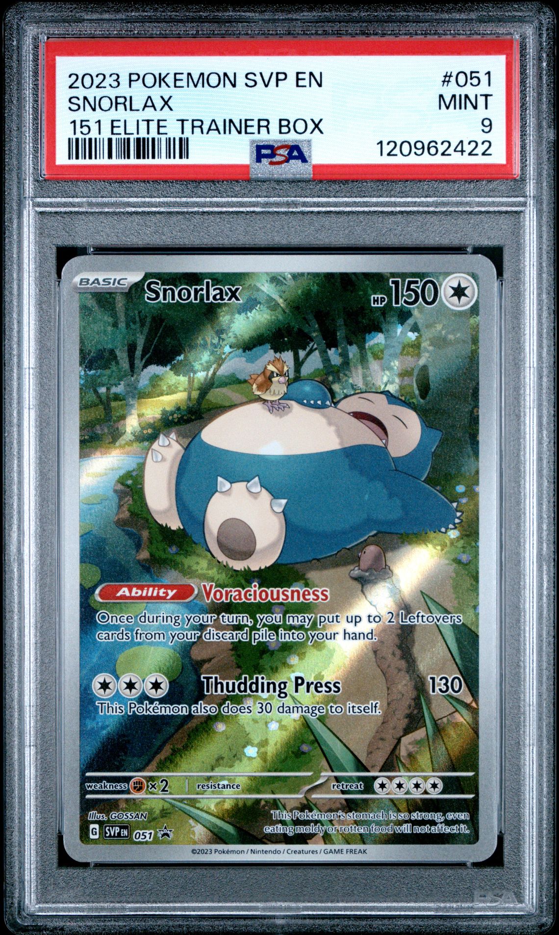 2023 Pokemon Svp En-Sv Black Star Promo Snorlax #051 (151 Elite Trainer Box) Mint 9 front