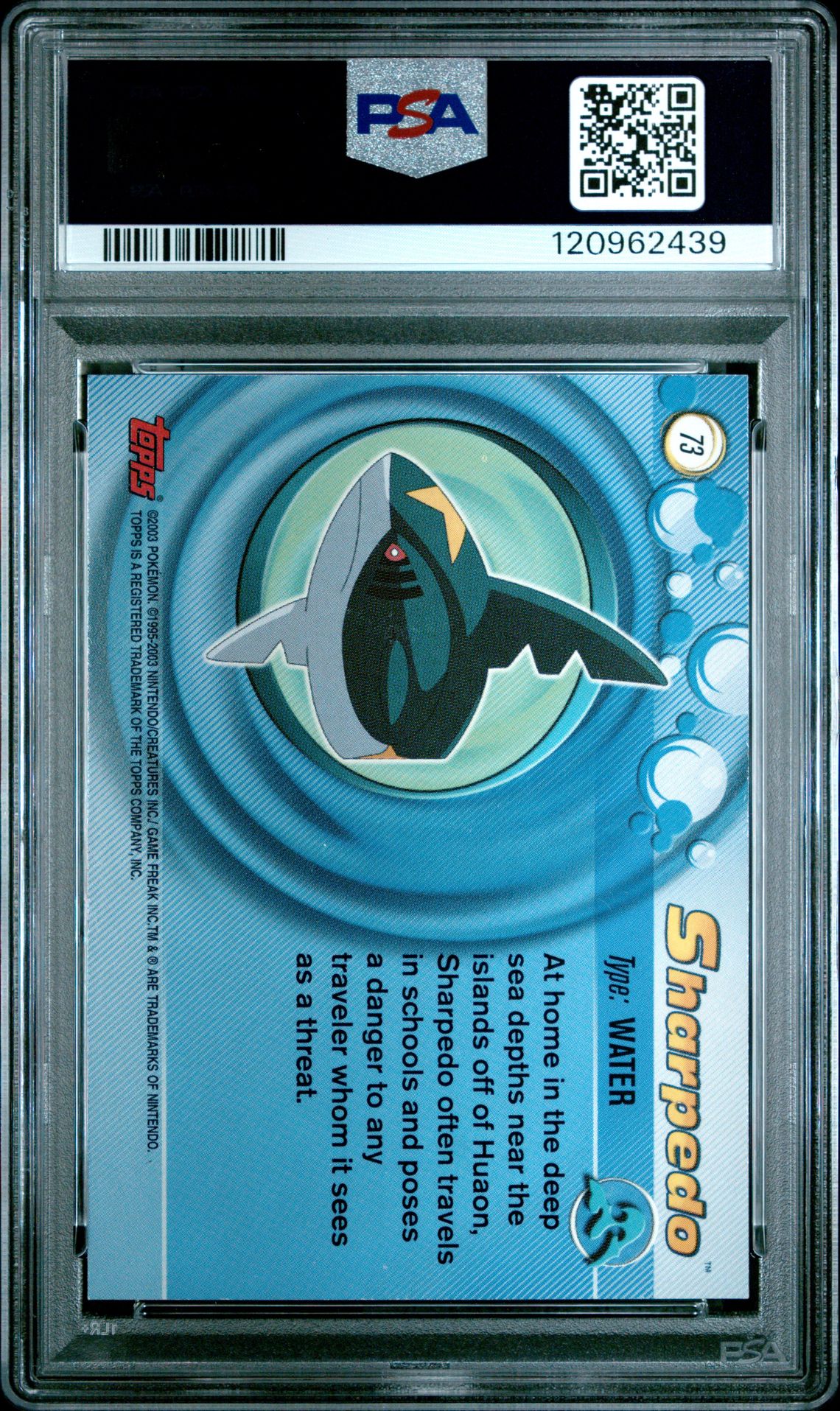 2003 Topps Pokemon Advanced Sharpedo #73 (Advanced-Foil) Nm 7 back