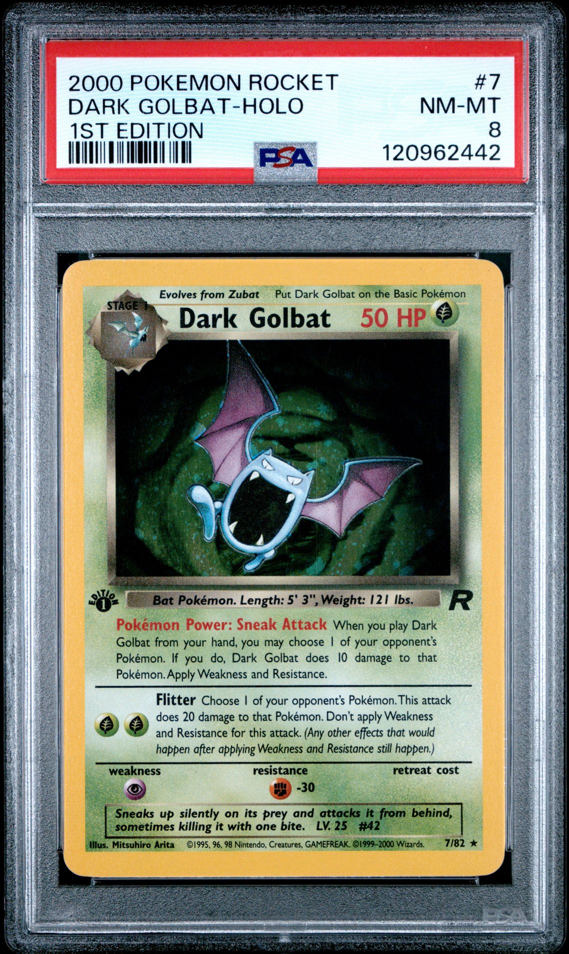 2000 Pokemon Rocket Dark Golbat-Holo #7 (1St Edition) Nm-Mt 8 front