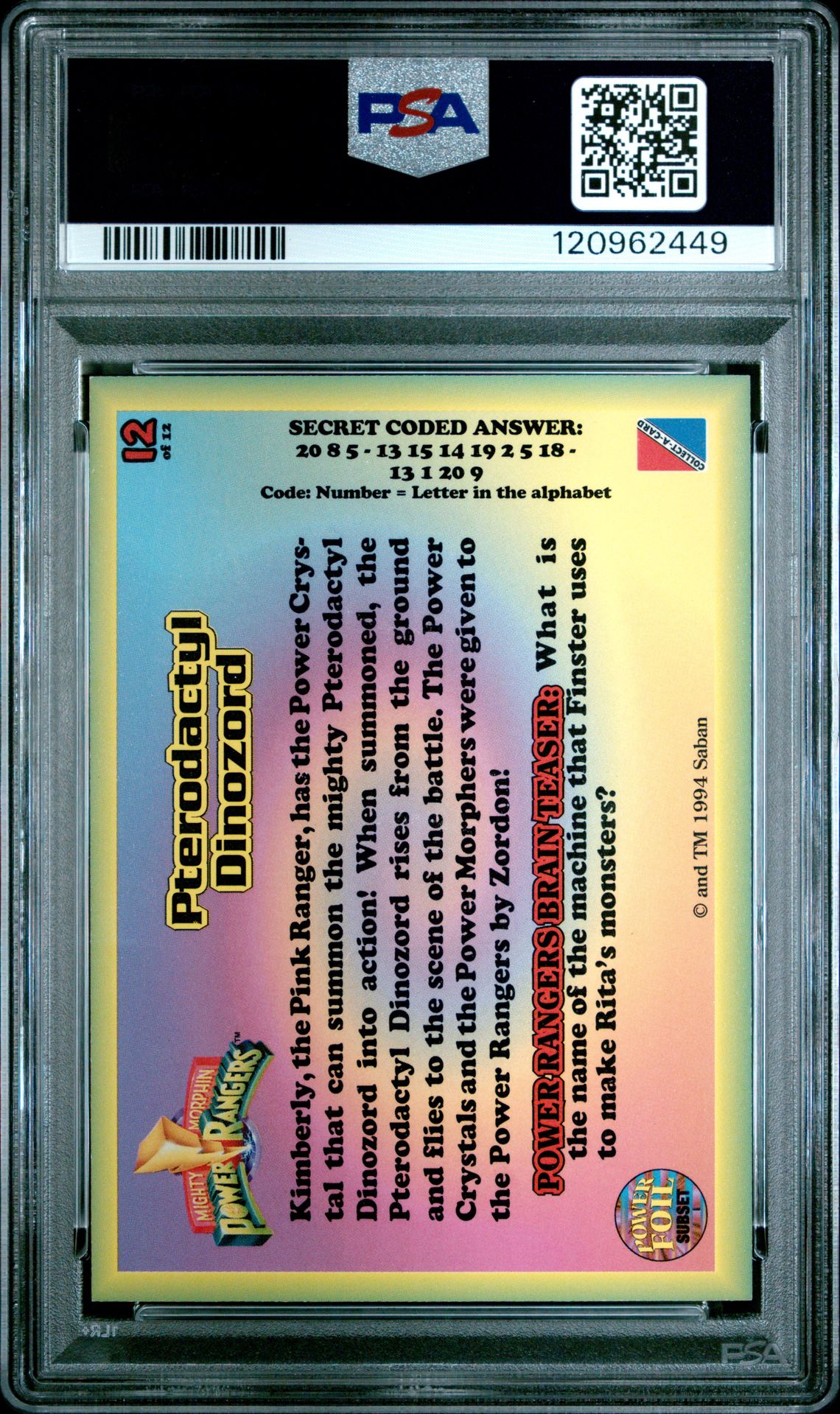 1994 Mighty Morphin Power Rangers Walmart Powerfoils Pterodactyl Dinozord #12 Nm 7 back