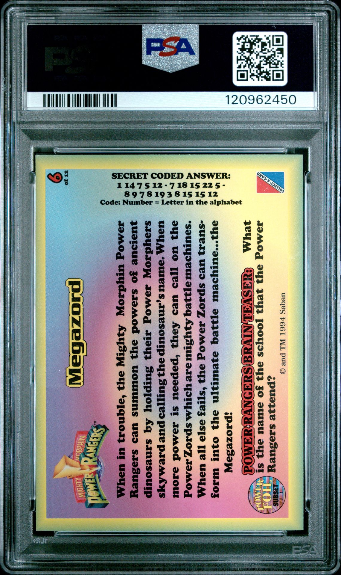 1994 Mighty Morphin Power Rangers Walmart Powerfoils Megazord #6 Nm-Mt 8 back