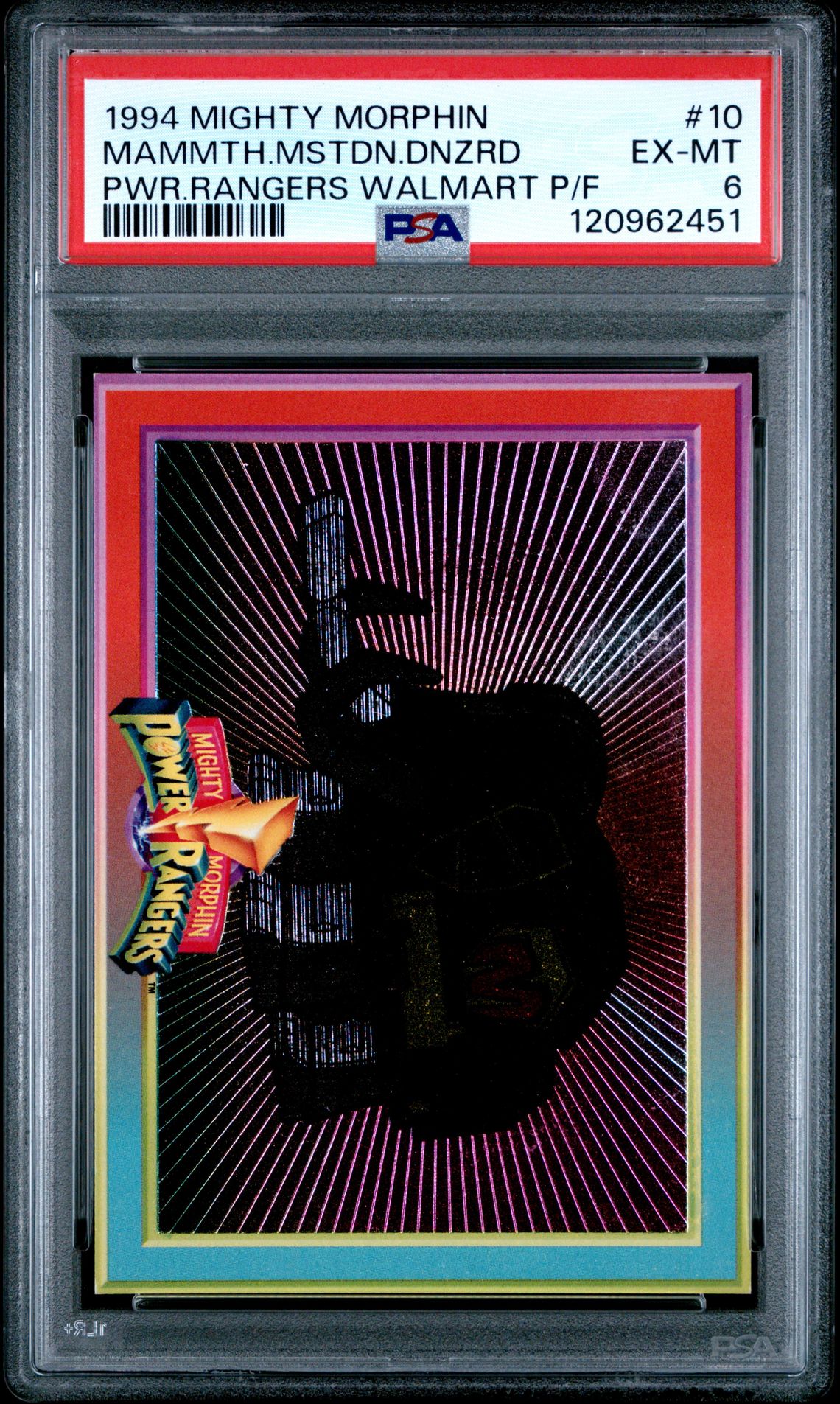 1994 Mighty Morphin Power Rangers Walmart Powerfoils Mammth.mstdn.dnzrd #10 (Pwr.rangers Walmart P/F) Ex-Mt 6 front