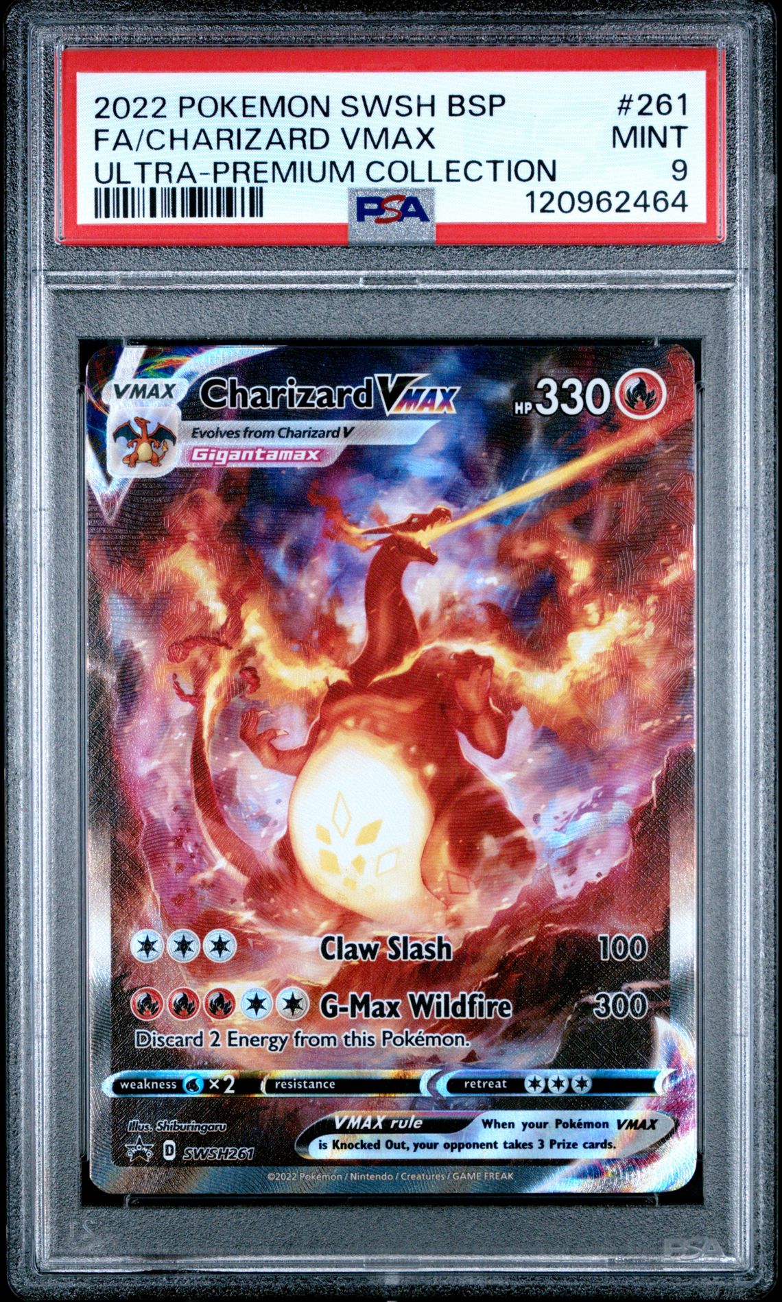 2022 Pokemon Swsh Black Star Promo Fa/Charizard Vmax #261 (Ultra-Premium Collection) Mint 9 front