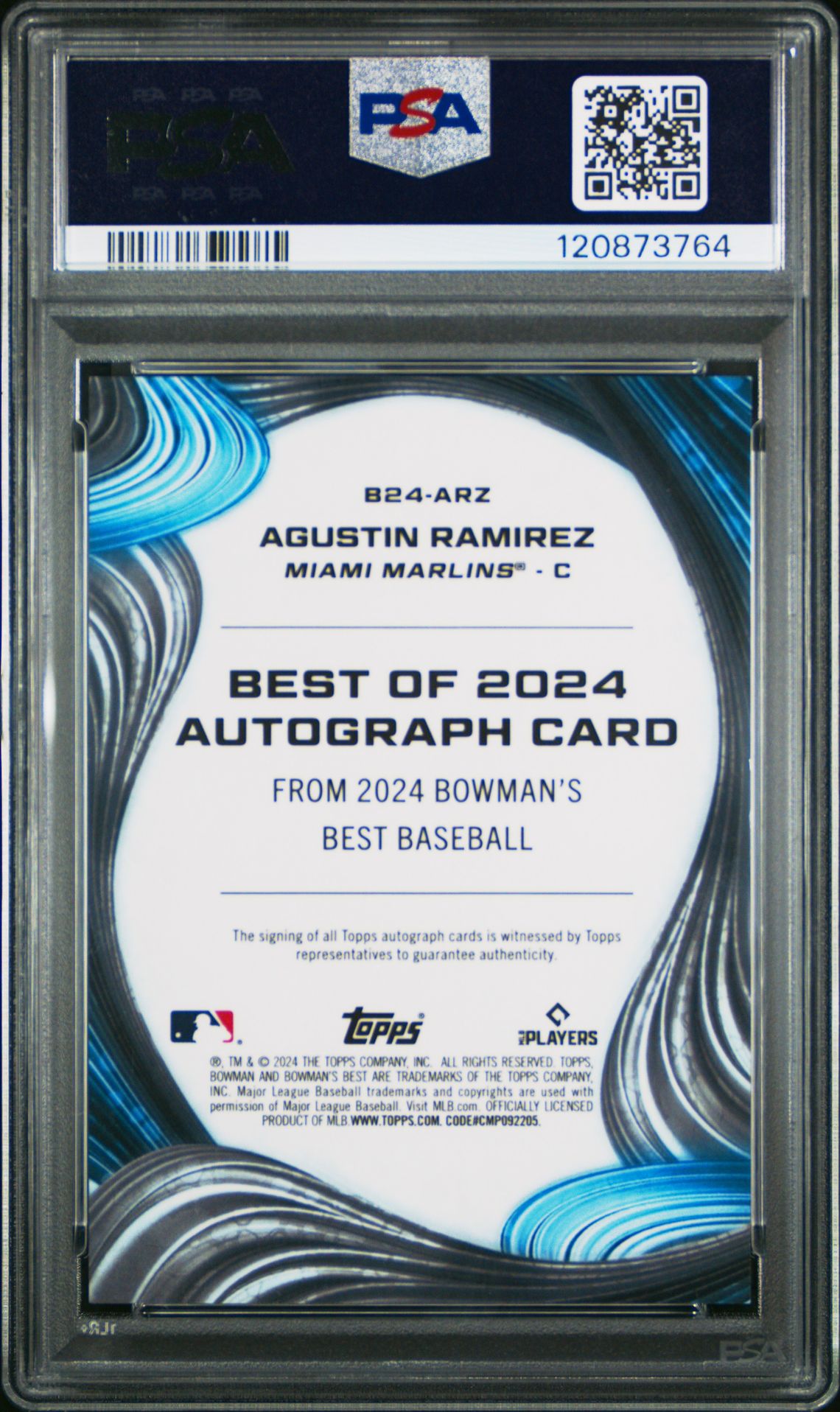 2024 Bowman's Best Best Of 2024 Autographs Agustin Ramirez #B24Arz Mint 9 back