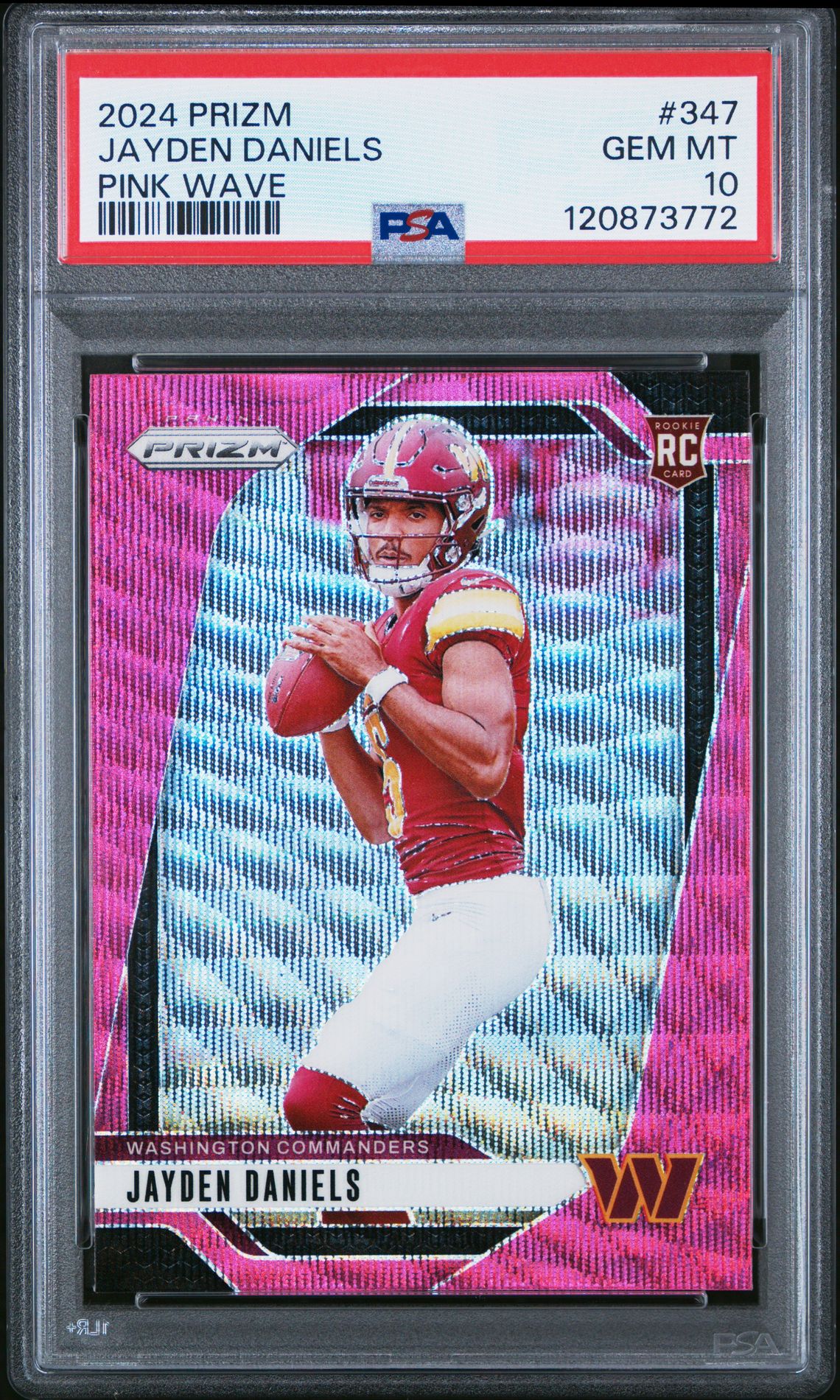 2024 Panini Prizm Jayden Daniels #347 (Pink Wave) Gem Mt 10 front