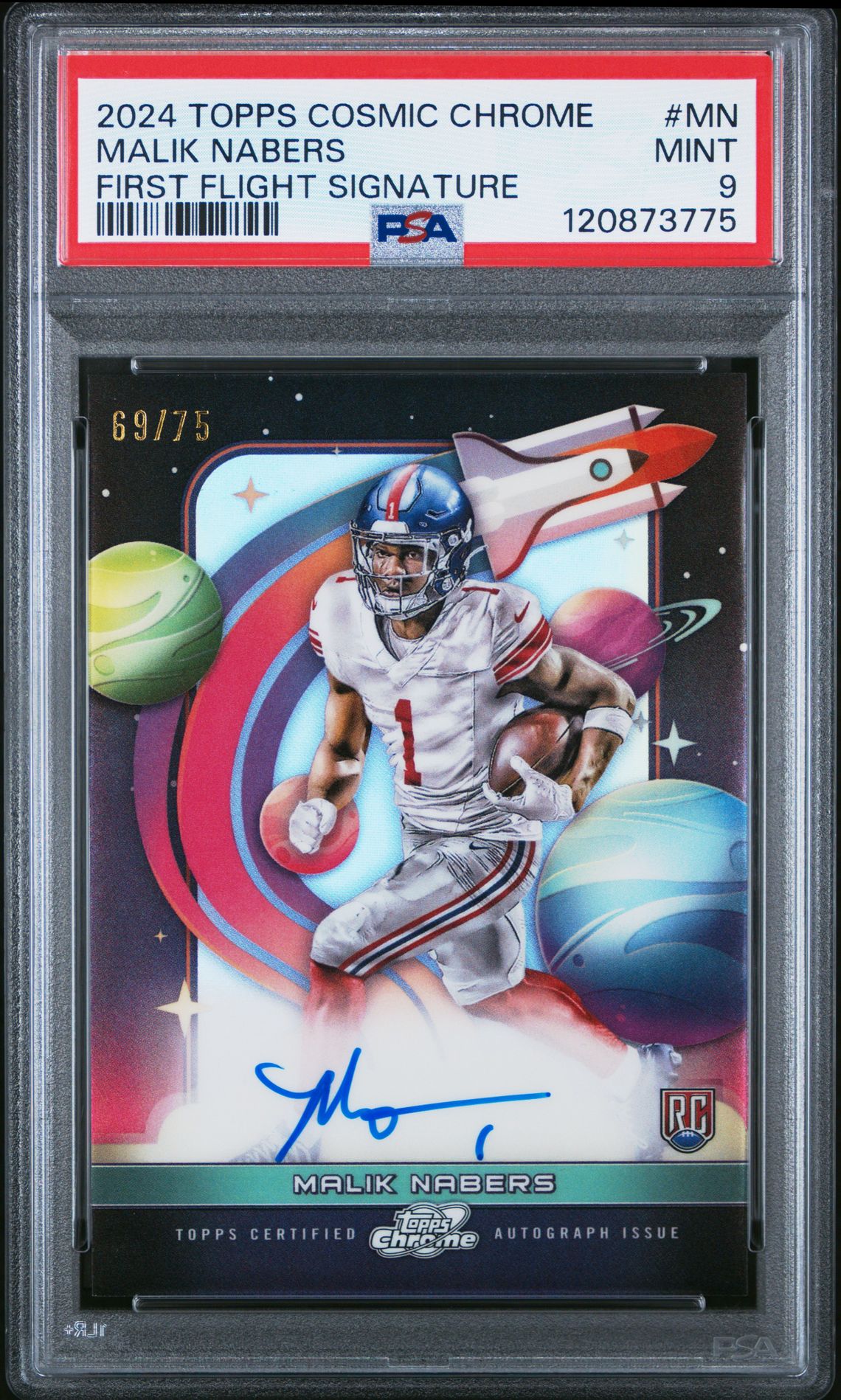 2024 Topps Cosmic Chrome First Flight Signatures Malik Nabers #Mn Mint 9 front