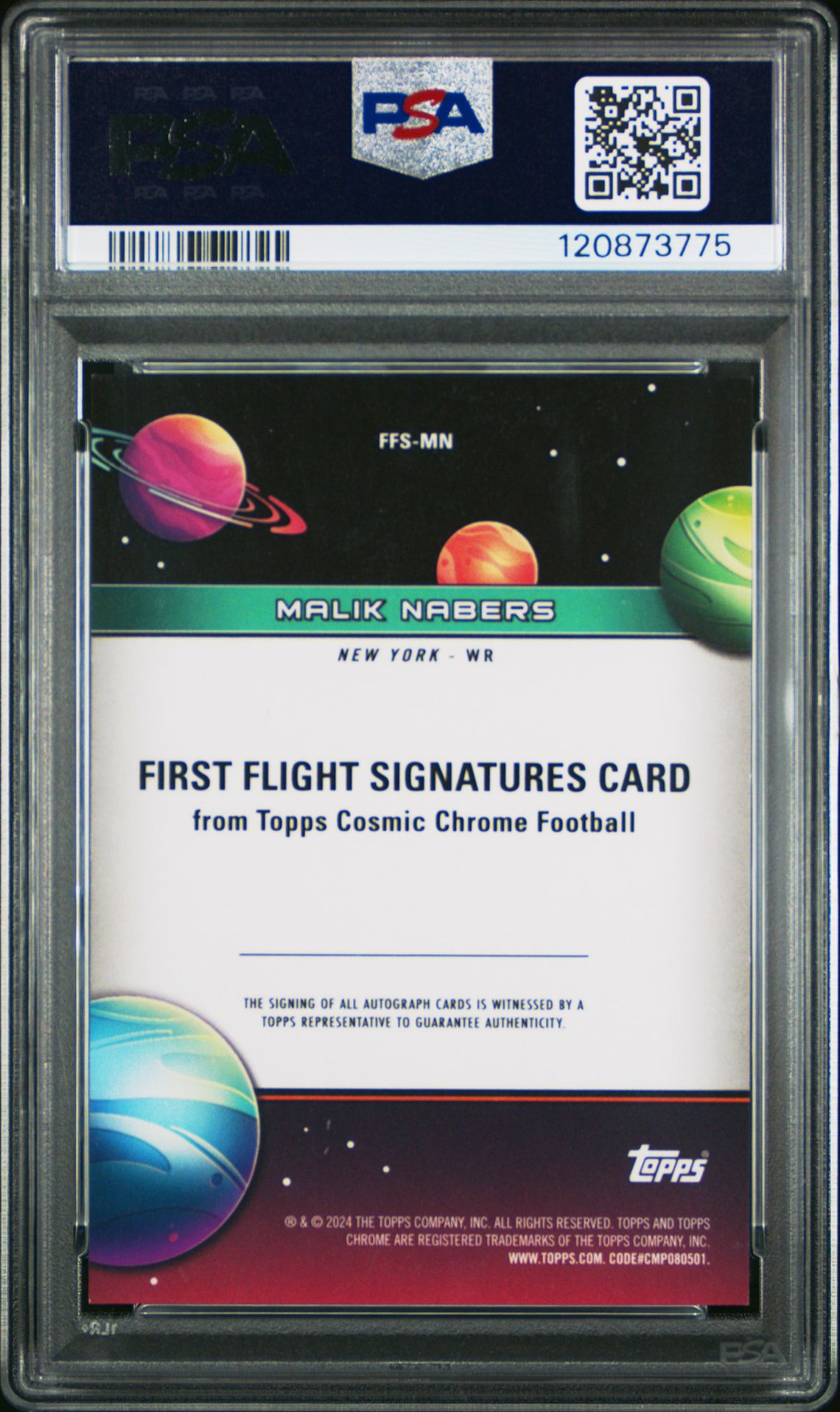 2024 Topps Cosmic Chrome First Flight Signatures Malik Nabers #Mn Mint 9 back