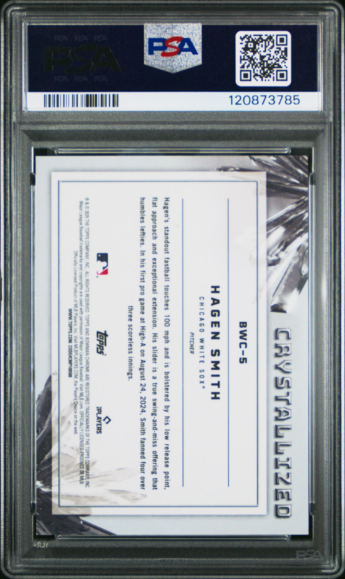 2025 Bowman Crystallized Hagen Smith #Bwc5 Gem Mt 10 back