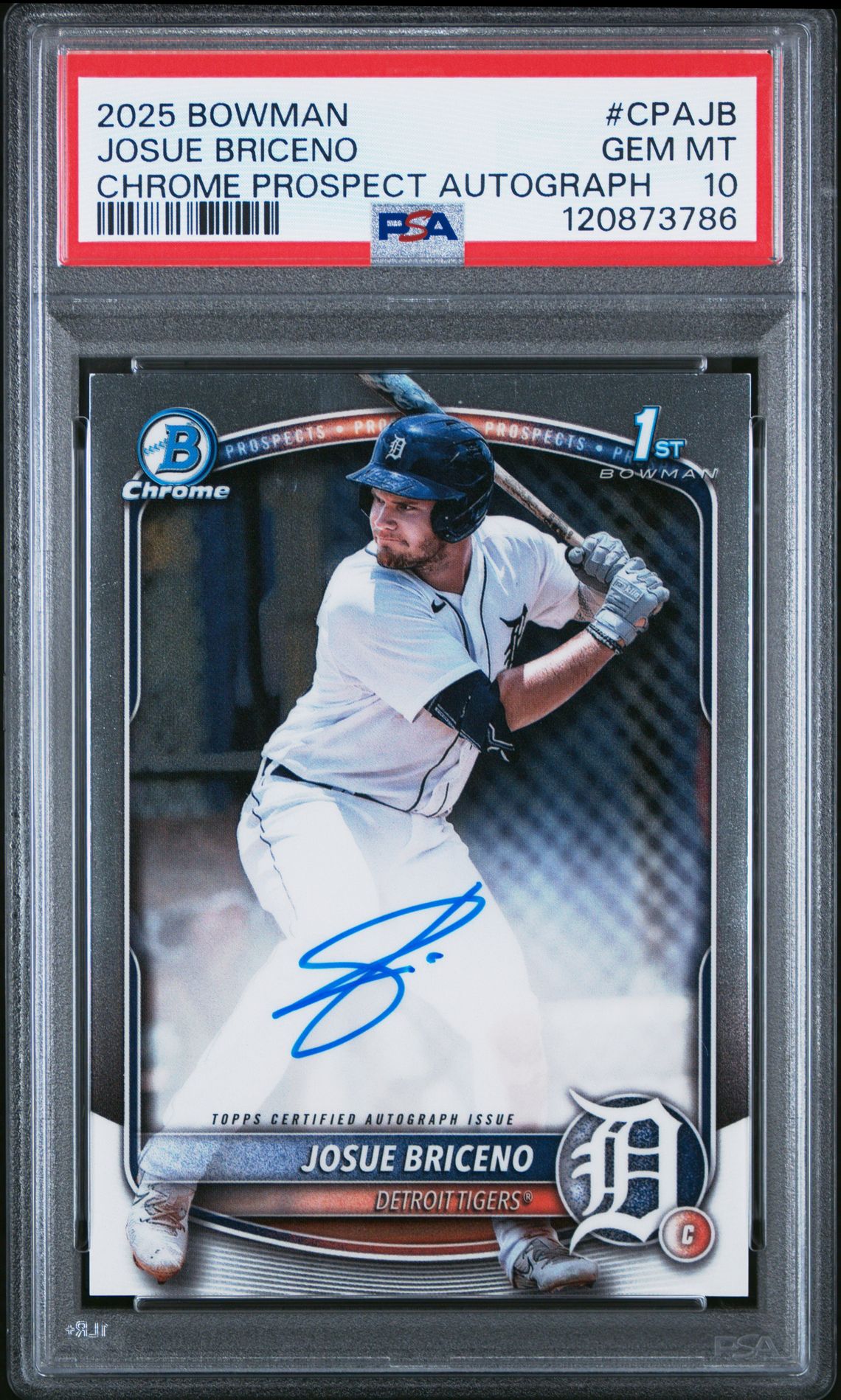 2025 Bowman Chrome Prospect Autographs Josue Briceno #Cpajb Gem Mt 10 front