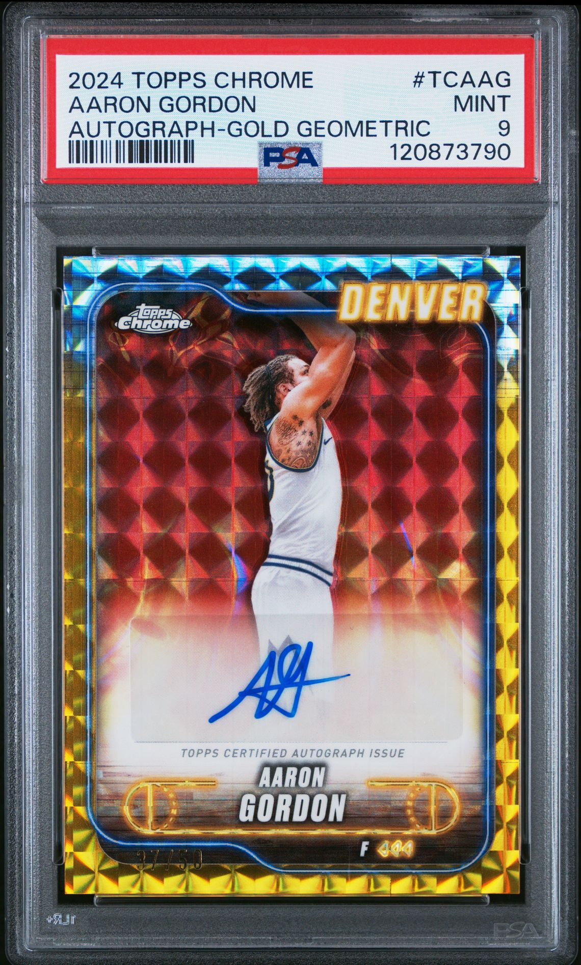 2024 Topps Chrome Topps Chrome Autographs Aaron Gordon #Tcaag (Autograph-Gold Geometric) Mint 9 front