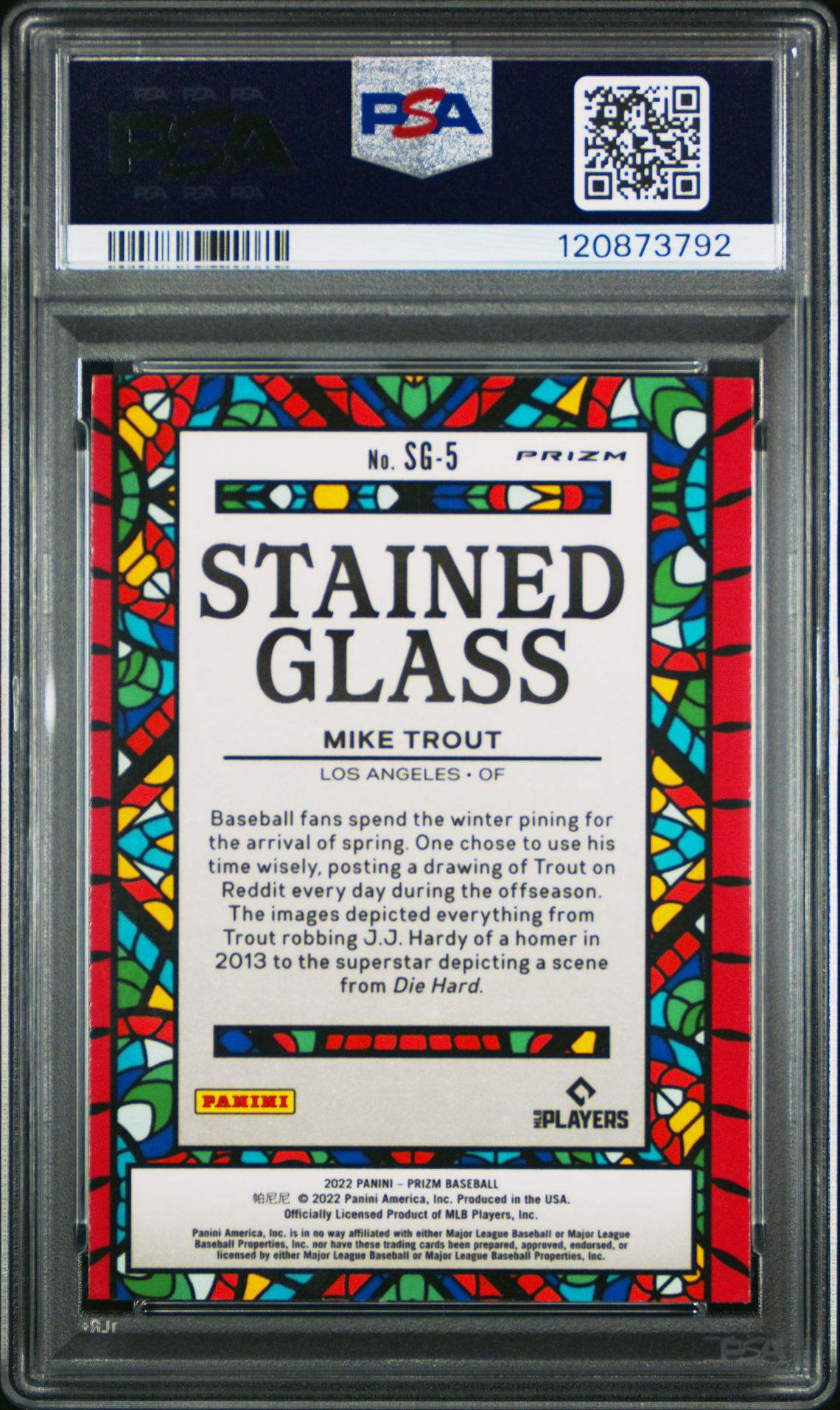 2022 Panini Prizm Stained Glass Mike Trout #Sg5 (Stained Glass-R/W/B Prizm) Mint 9 back