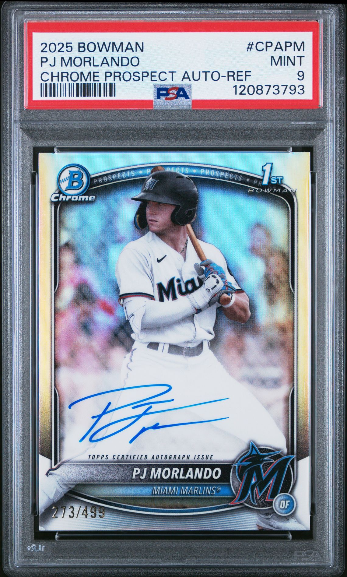 2025 Bowman Chrome Prospect Autographs Pj Morlando #Cpapm (Chrome Prospect Auto-Ref) Mint 9 front