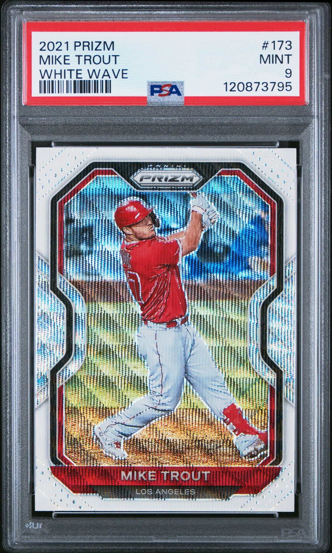 2021 Panini Prizm Mike Trout #173 (White Wave) Mint 9 front