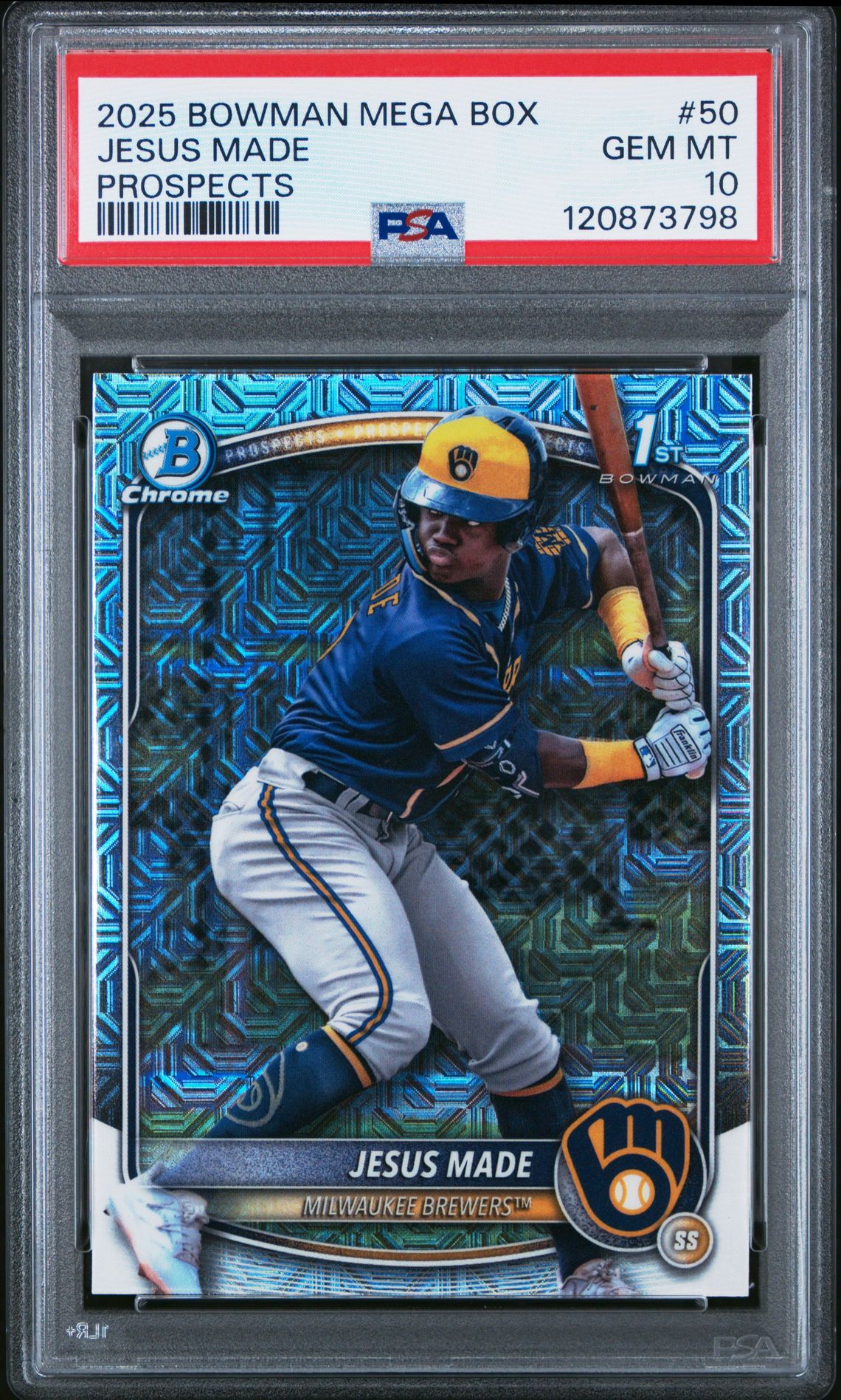 2025 Bowman Mega Box Chrome Prospects Jesus Made #50 Gem Mt 10 front