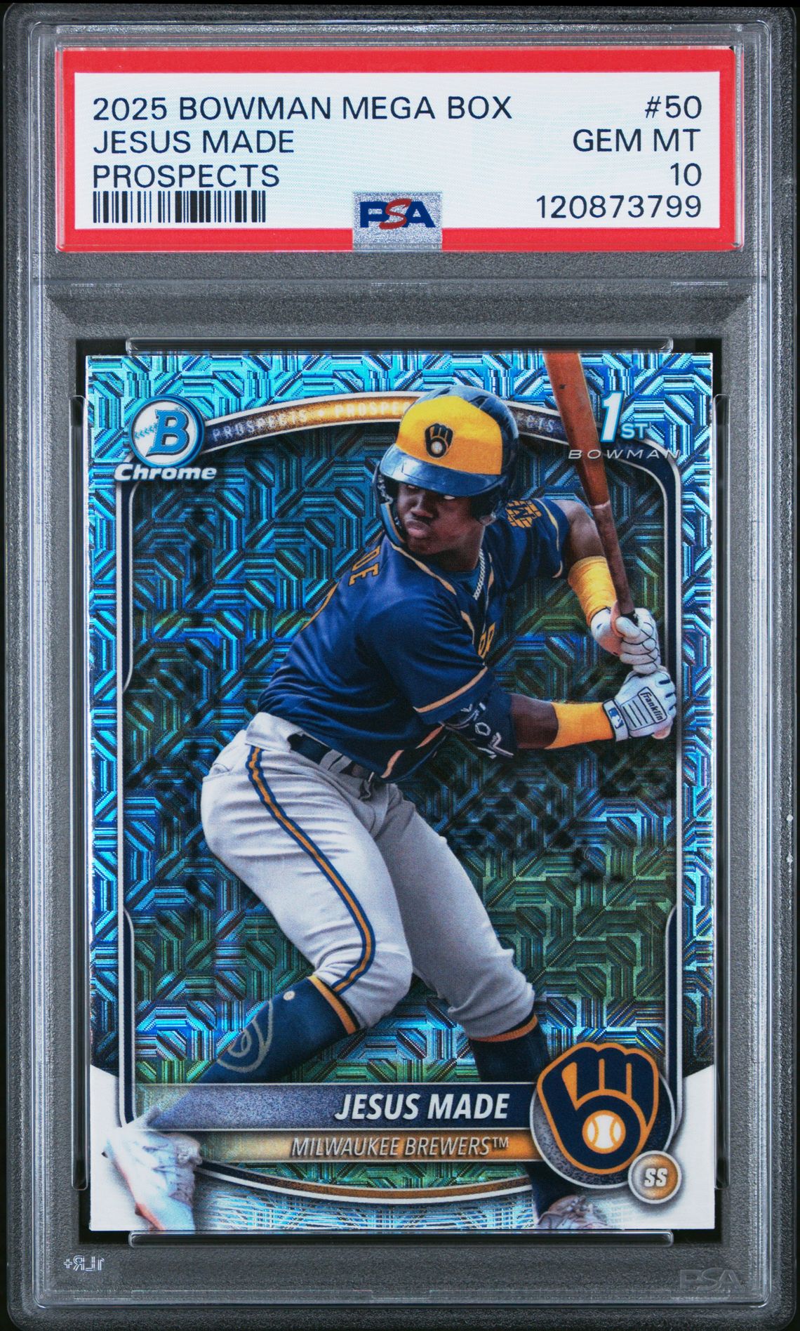 2025 Bowman Mega Box Chrome Prospects Jesus Made #50 Gem Mt 10 front