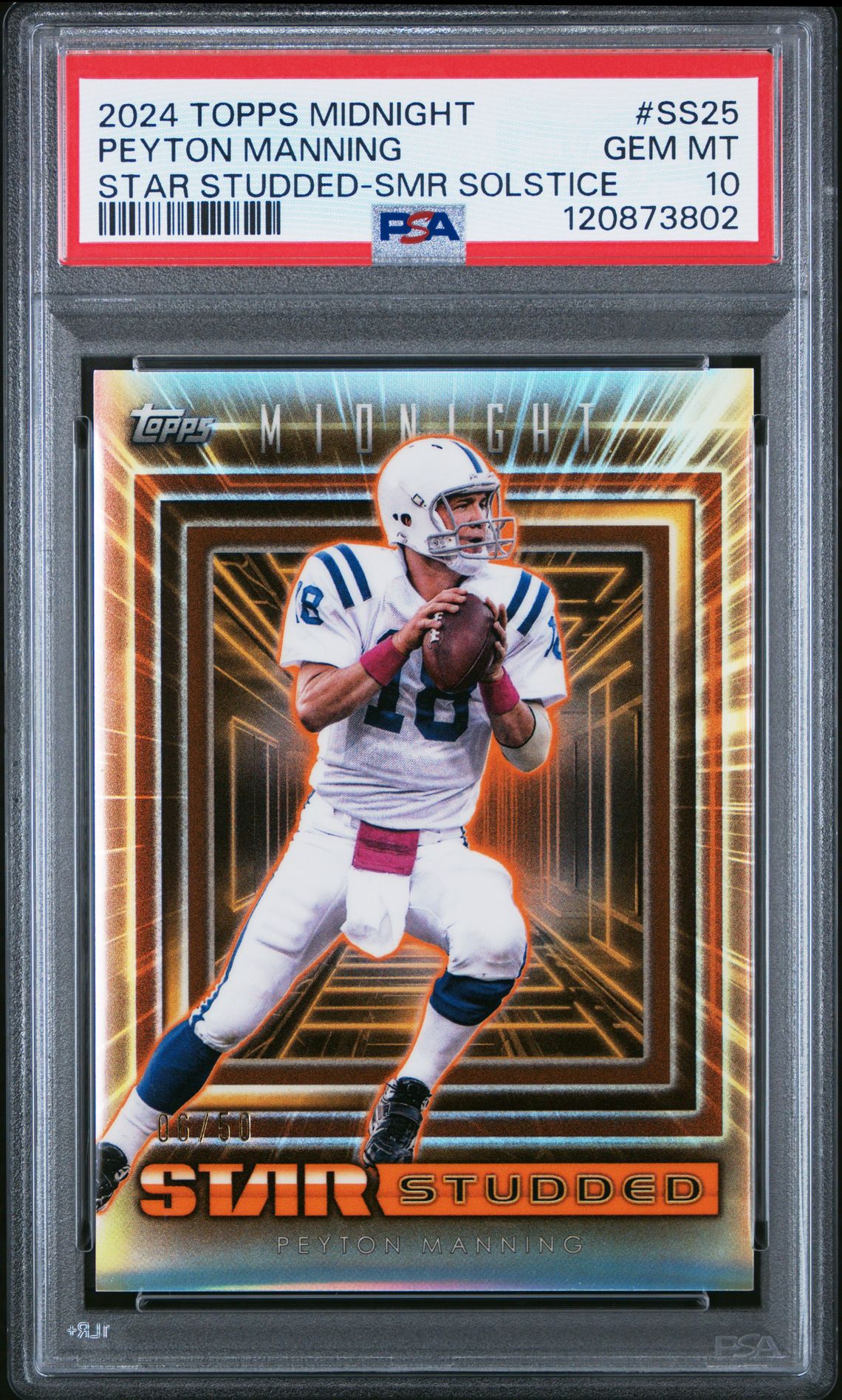 2024 Topps Midnight Star Studded Peyton Manning #Ss25 (Star Studded-Smr Solstice) Gem Mt 10 front