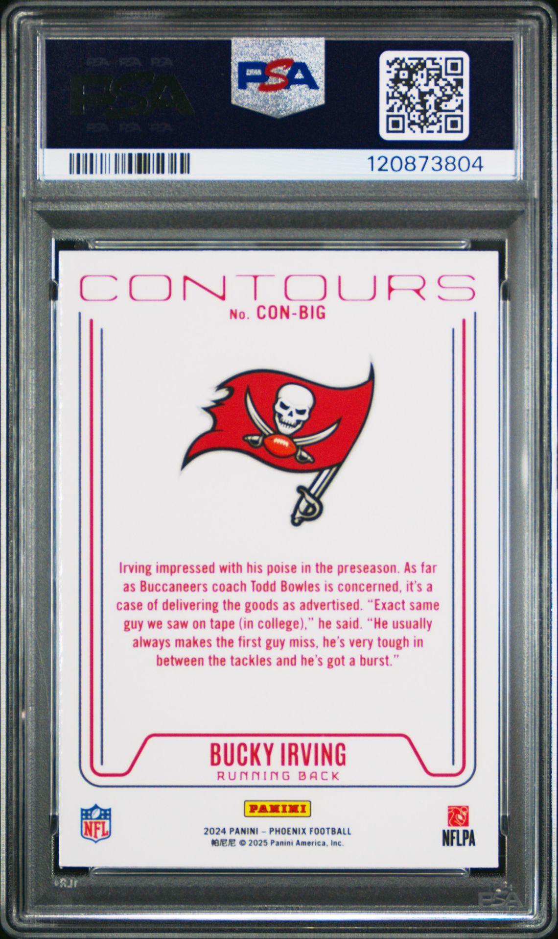 2024 Panini Phoenix Contours Bucky Irving #Conbig (Contours-Pandora) Mint 9 back