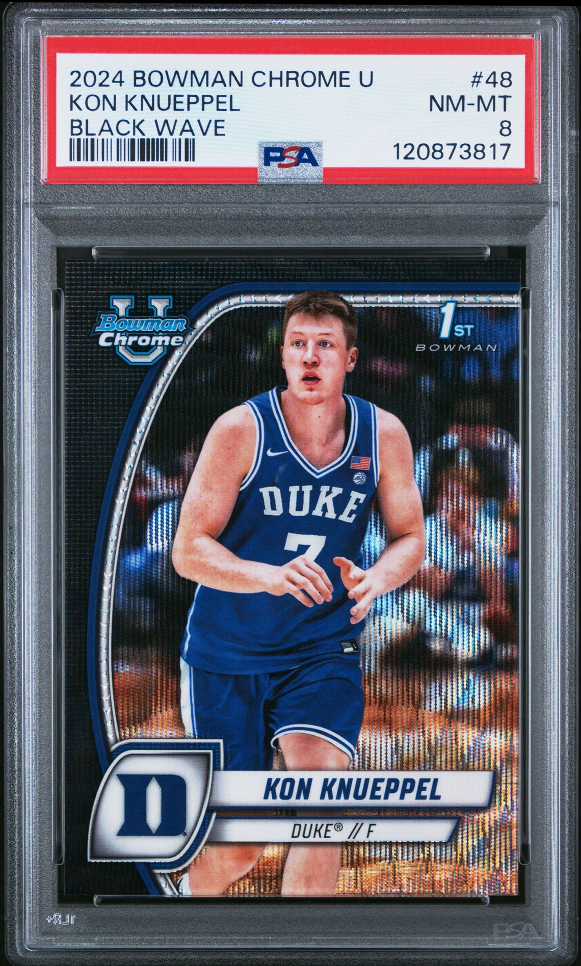 2024 Bowman Chrome University Kon Knueppel #48 (Black Wave) Nm-Mt 8 front