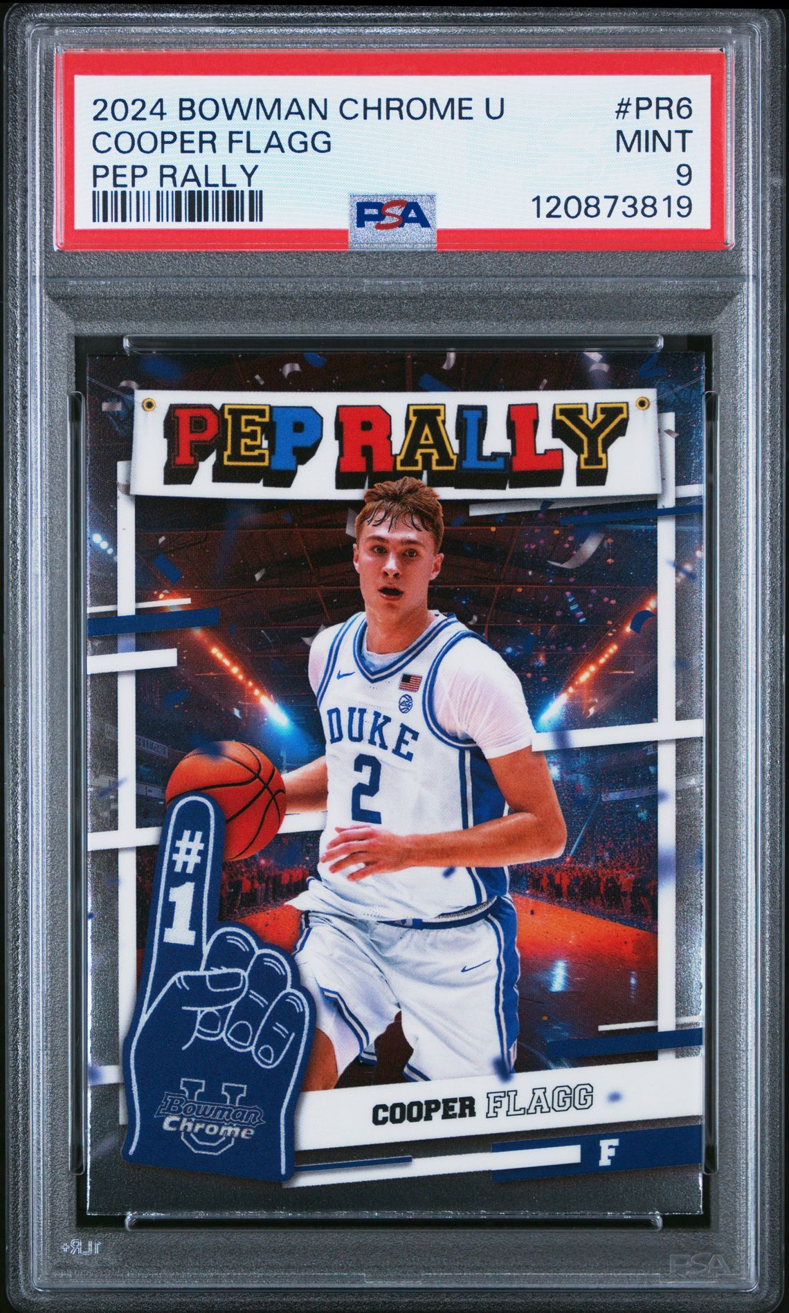 2024 Bowman Chrome University Pep Rally Cooper Flagg #Pr6 Mint 9 front