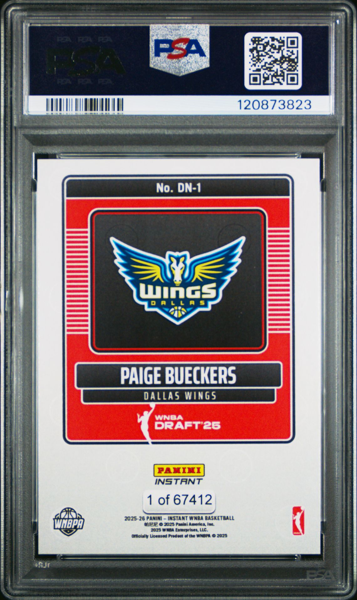 2025 Panini Instant Wnba Draft Night Paige Bueckers #Dn1 Gem Mt 10 back