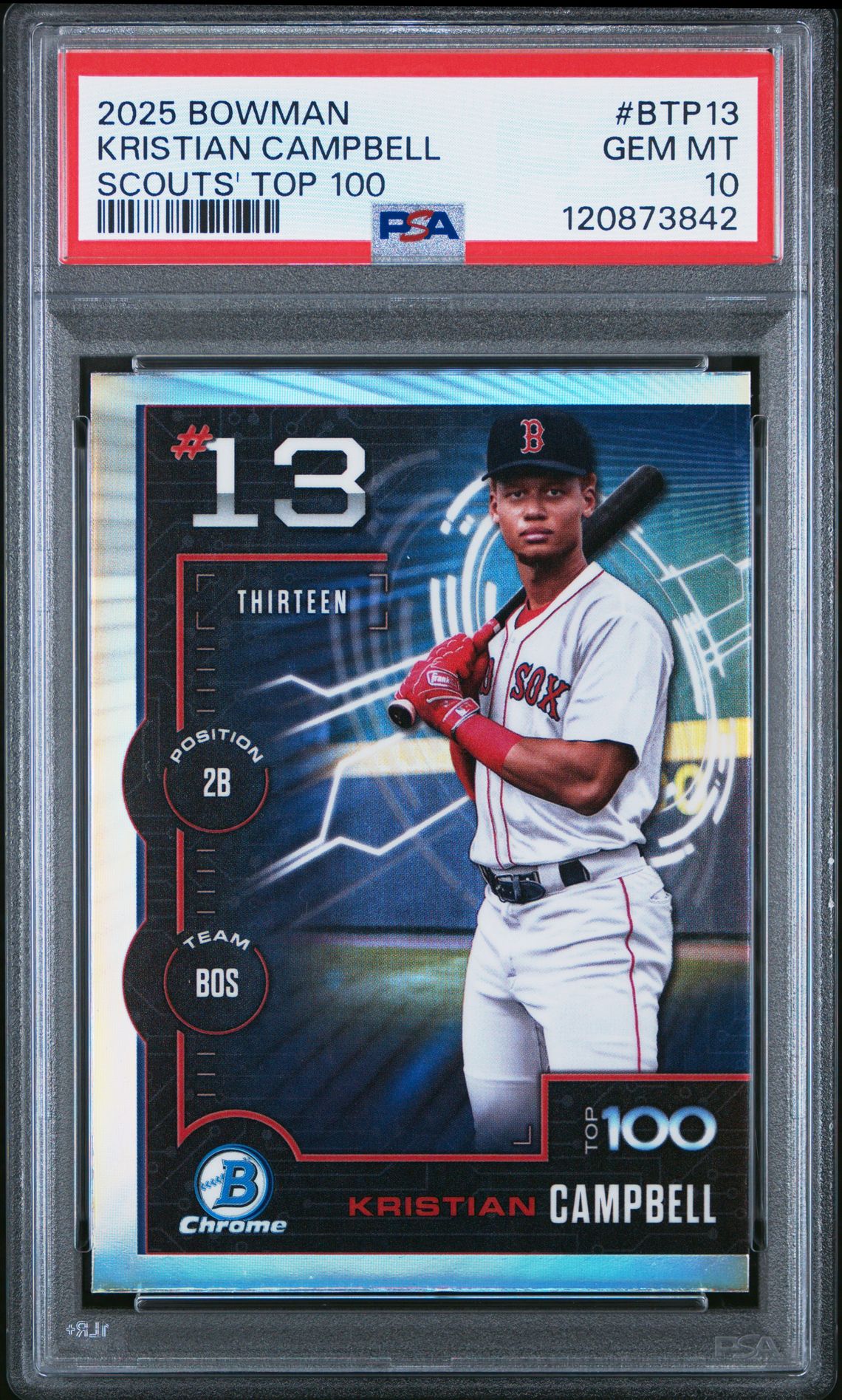 2025 Bowman Scouts' Top 100 Kristian Campbell #Btp13 Gem Mt 10 front