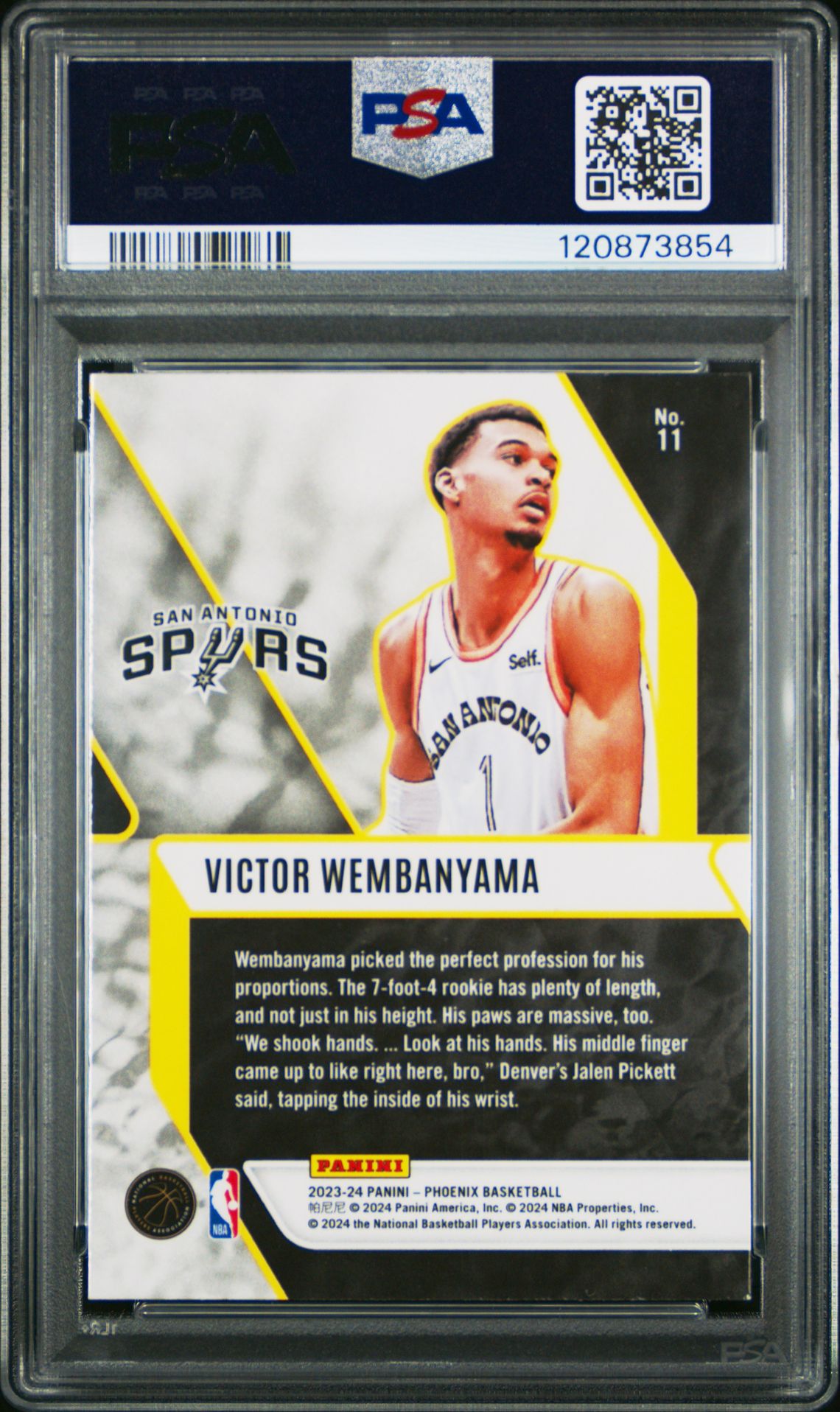 2023 Panini Phoenix Fade To Black Victor Wembanyama #11 (Fade To Black-Silver) Mint 9 back