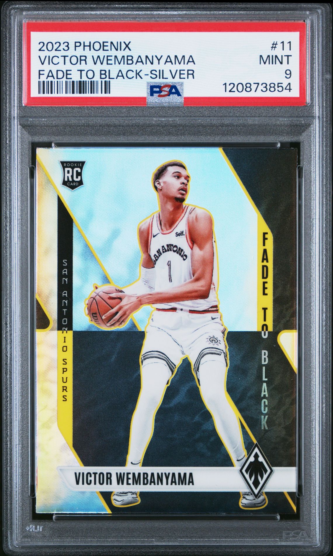 2023 Panini Phoenix Fade To Black Victor Wembanyama #11 (Fade To Black-Silver) Mint 9 front