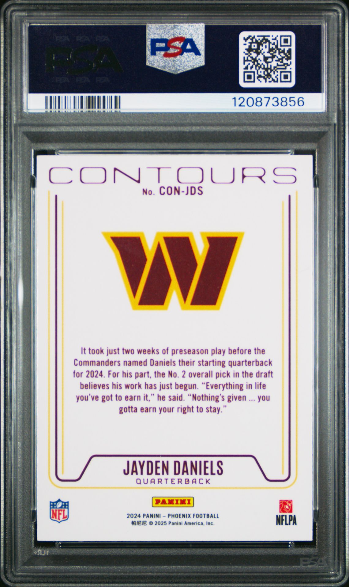 2024 Panini Phoenix Contours Jayden Daniels #Conjds (Contours-Wave) Gem Mt 10 back