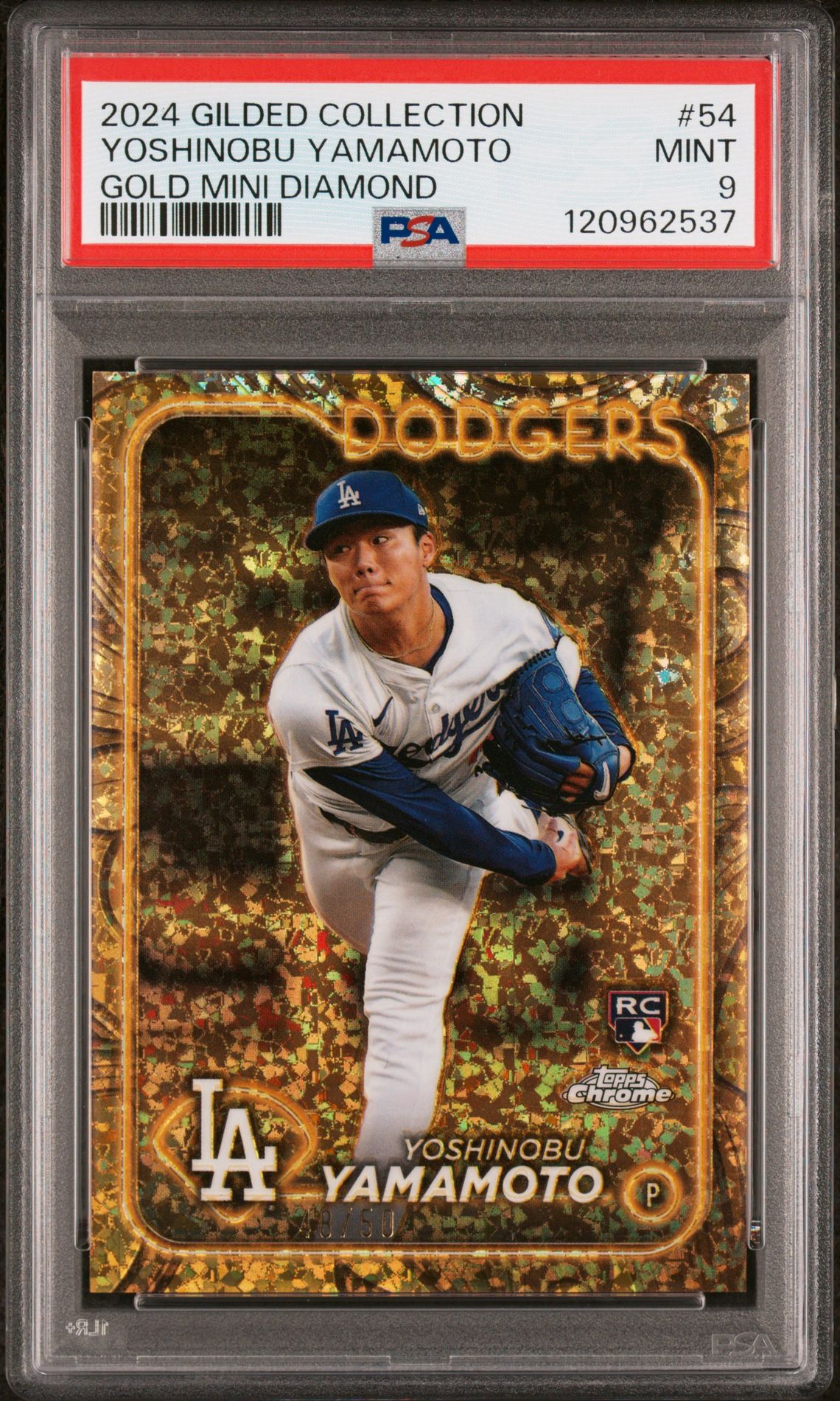 2024 Topps Gilded Collection Yoshinobu Yamamoto #54 (Gold Mini Diamond) Mint 9 front