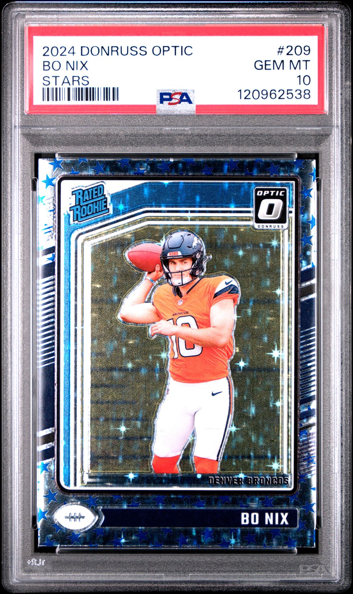 2024 Panini Donruss Optic Bo Nix #209 (Stars) Gem Mt 10 front