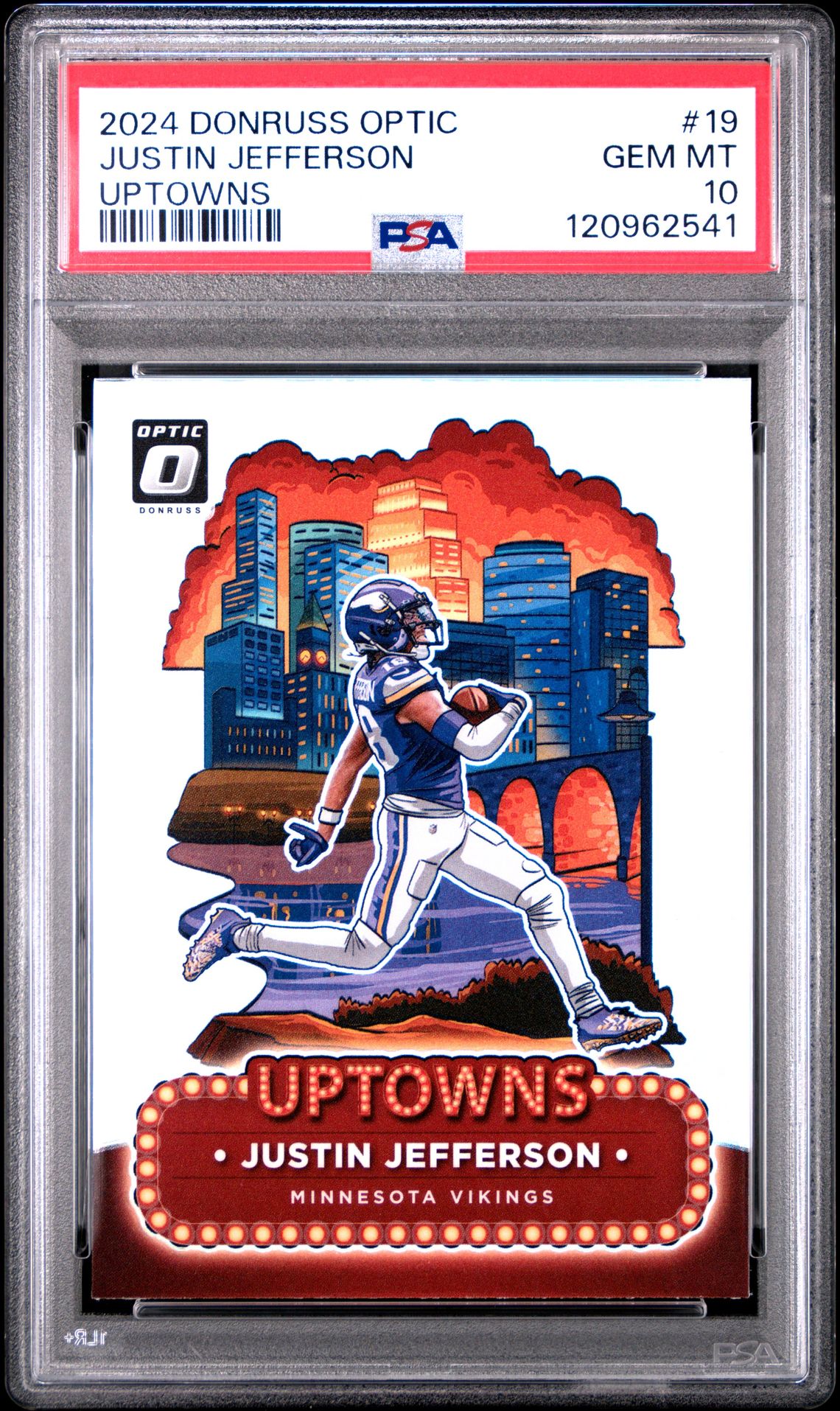 2024 Panini Donruss Optic Uptowns Justin Jefferson #19 Gem Mt 10 front